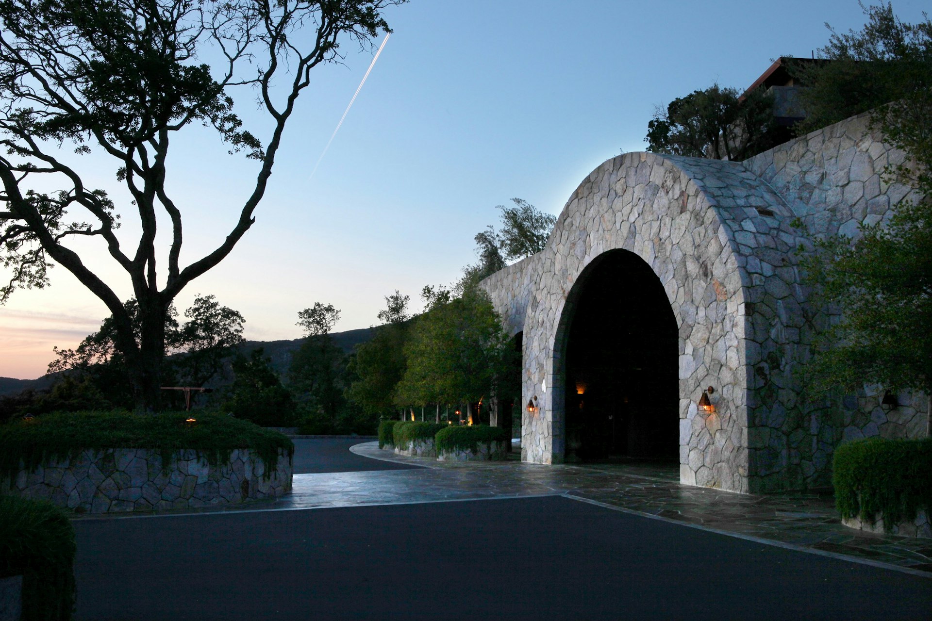 A stone arch in an outdoor setting