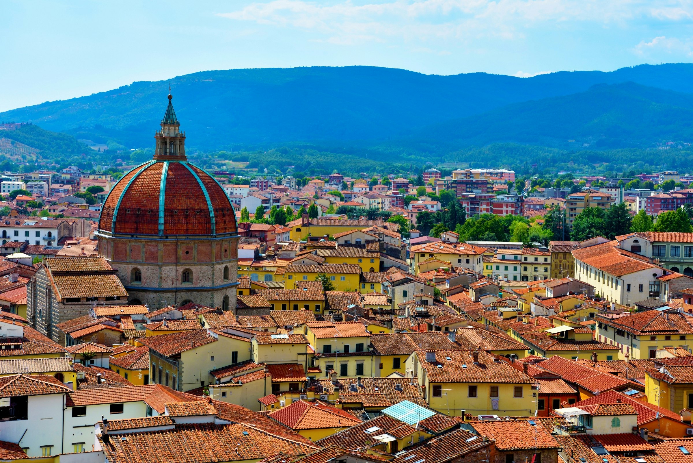 Panorama on top of the tower of the cathedral of Pistoia, Tuscany.