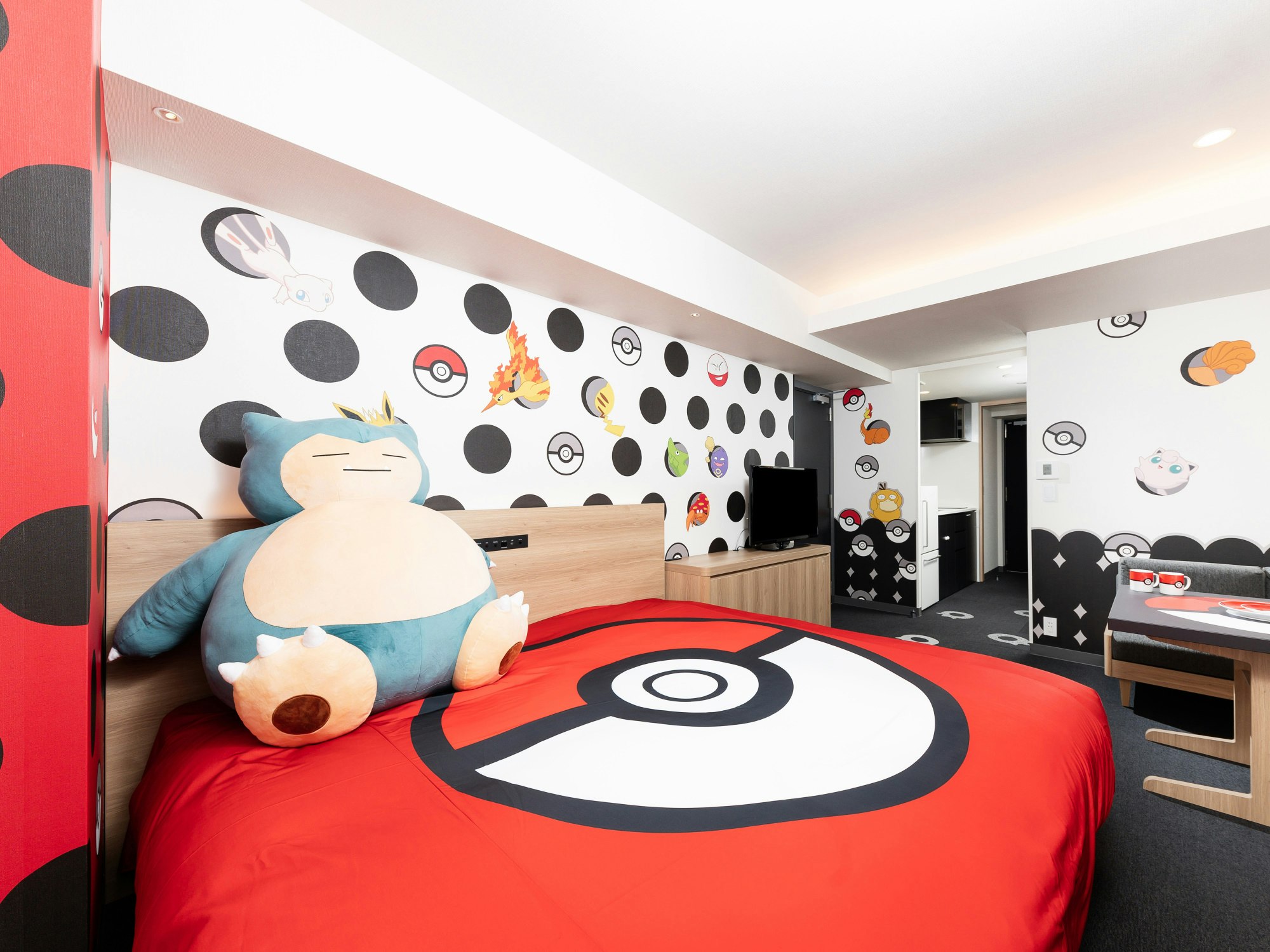 Inside one of the Pokémon-themed hotel rooms 