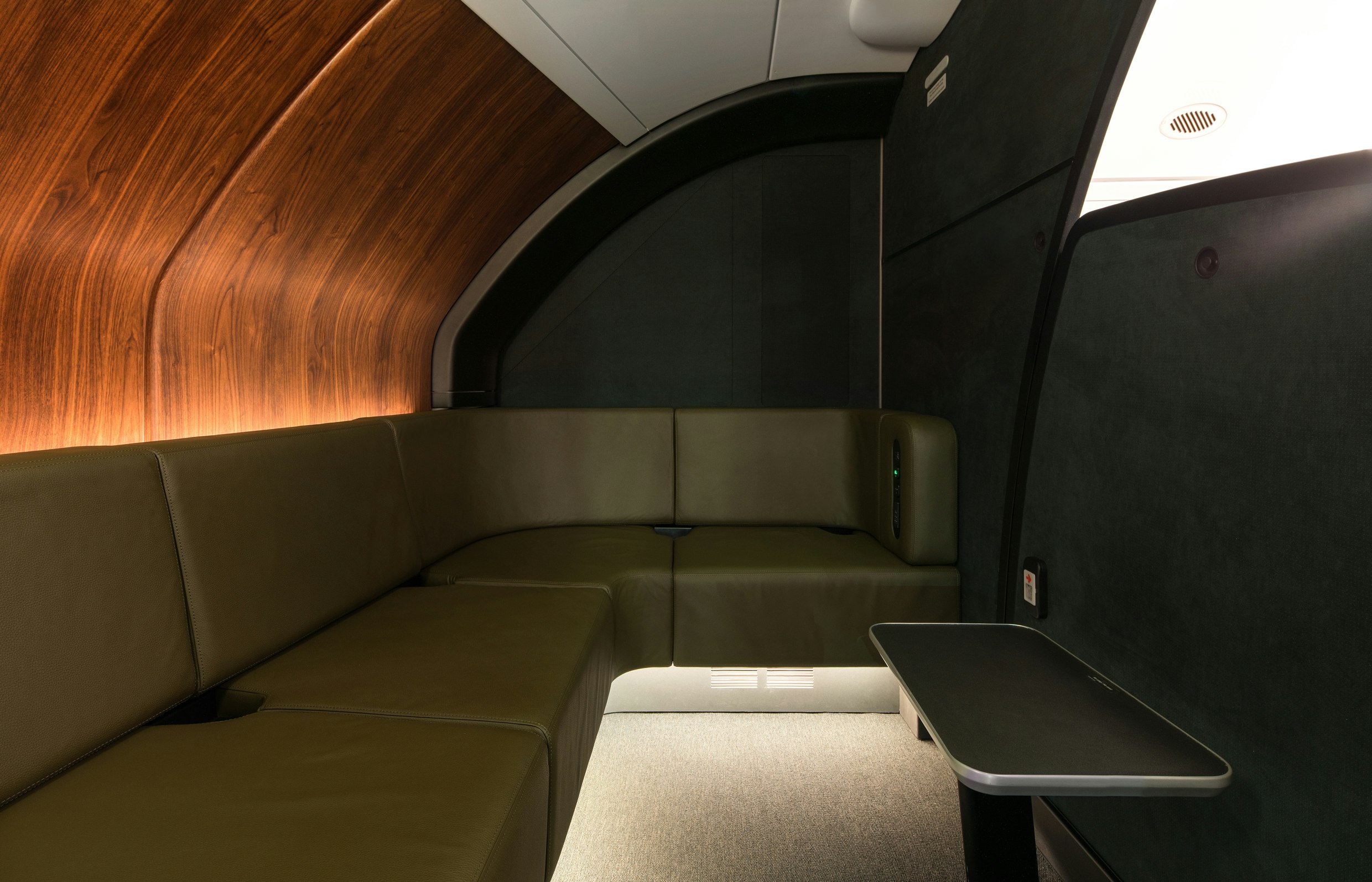The new Qantas A380 onboard lounge with booth-type seating
