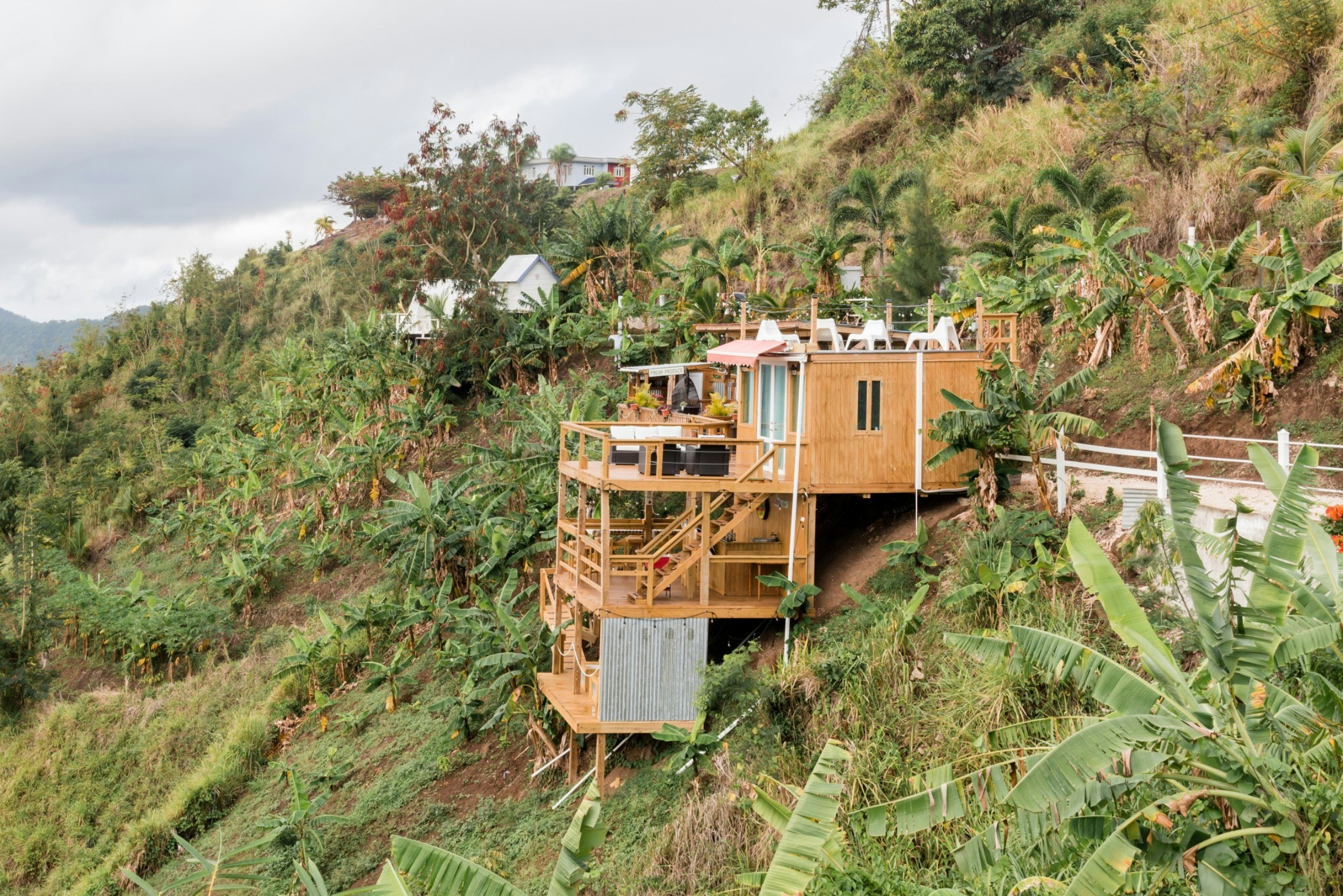 A tiny house on the side of a mountain in Puerto Rico