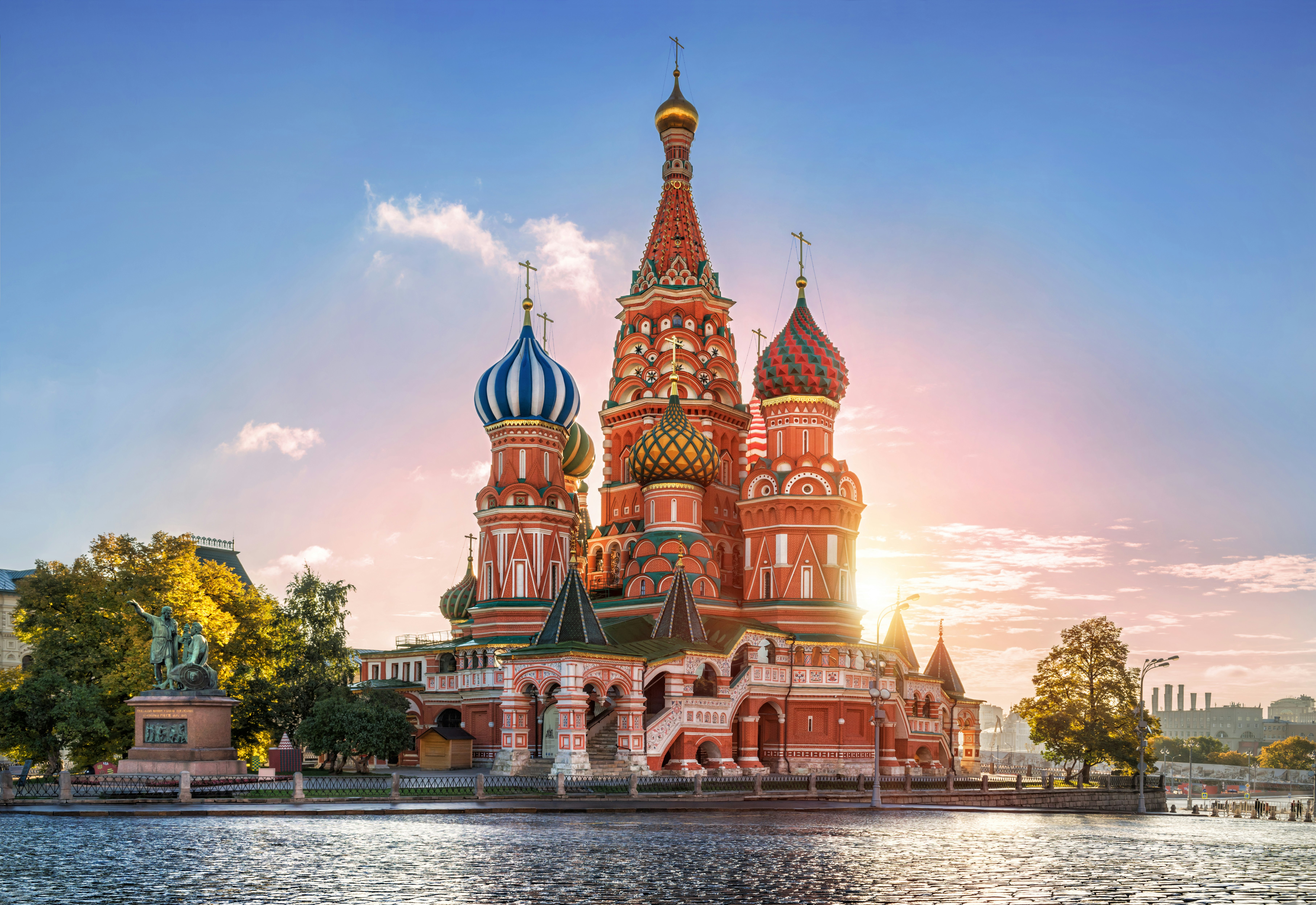 Exterior of St Basil's Cathedral at Red Square on a sunny autumn morning.