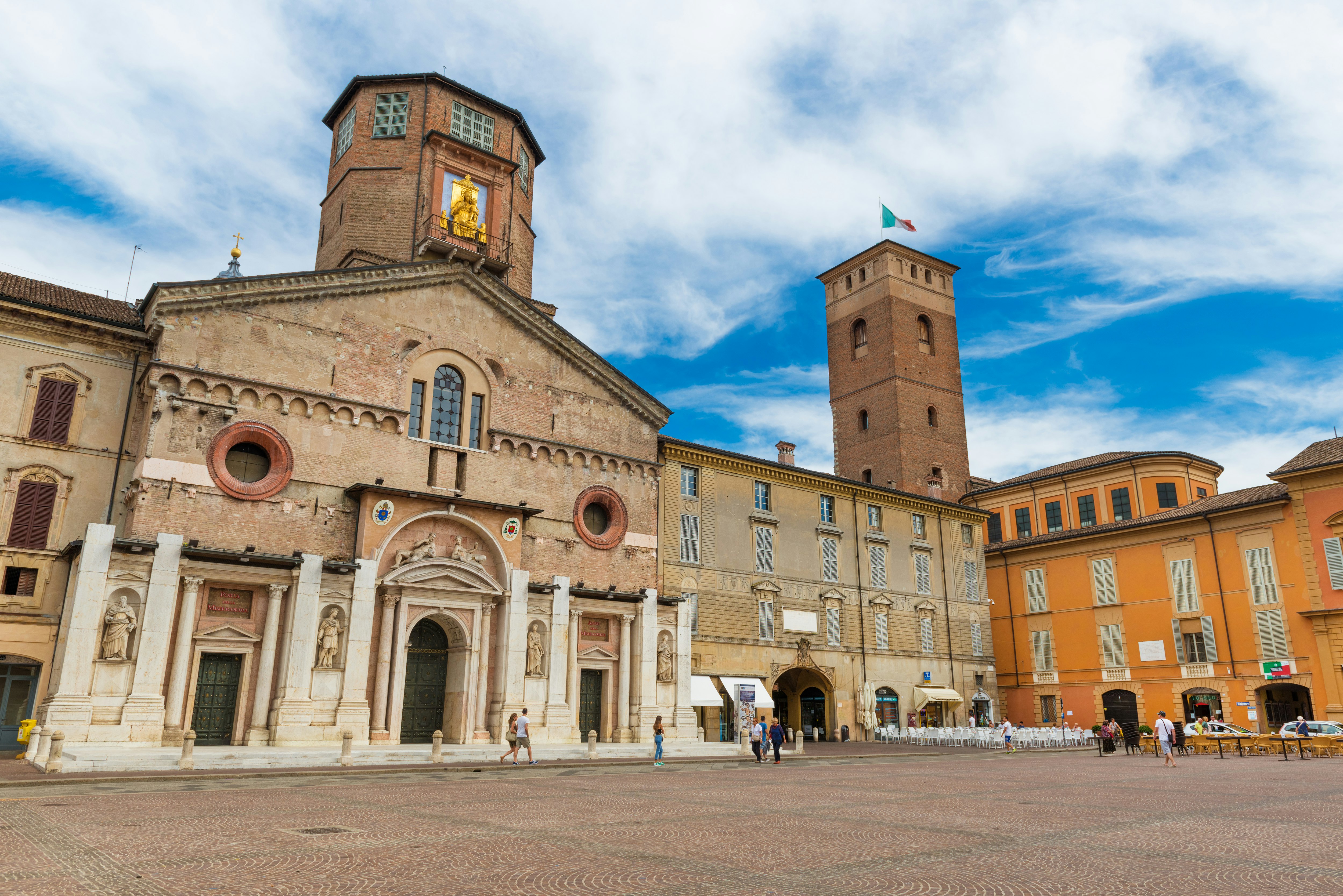 The central square of Reggio Emilia (Camillo Prampolini) - old medieval architecture in the historic part of the city