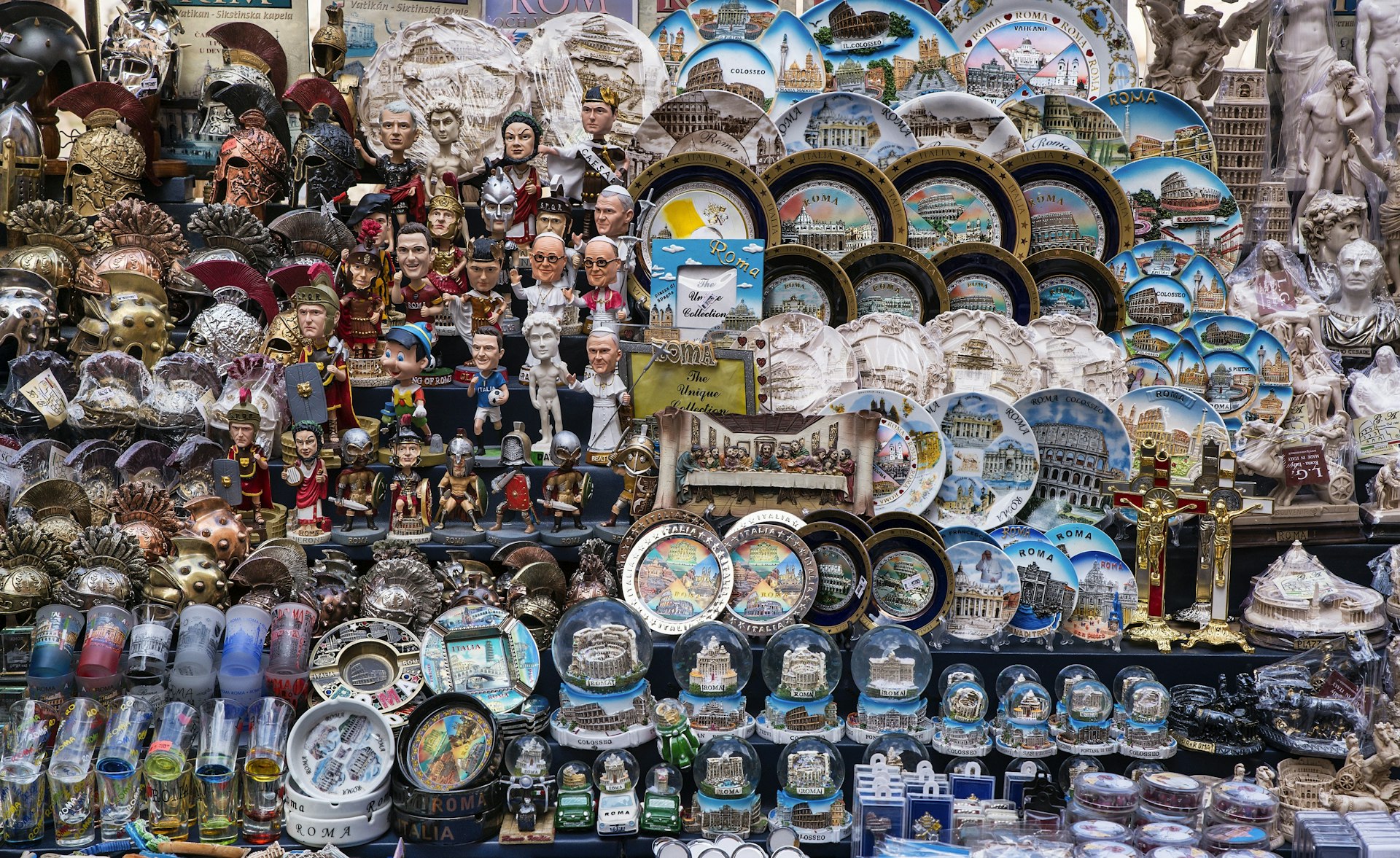 Street vendor display of souvenirs