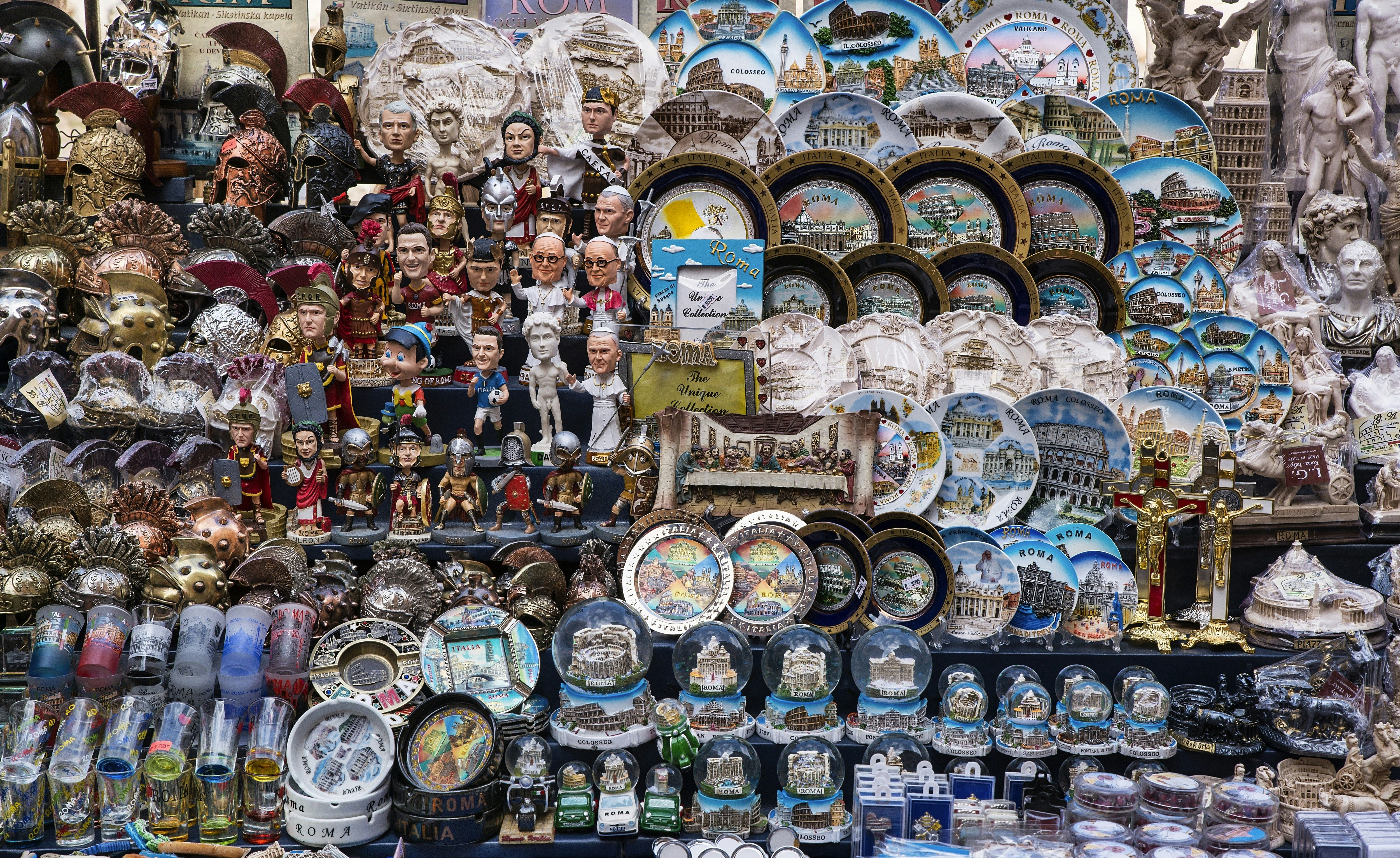 Street vendor display of souvenirs