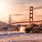 San Francisco's Golden Gate Bridge at the golden hour from Baker Beach.