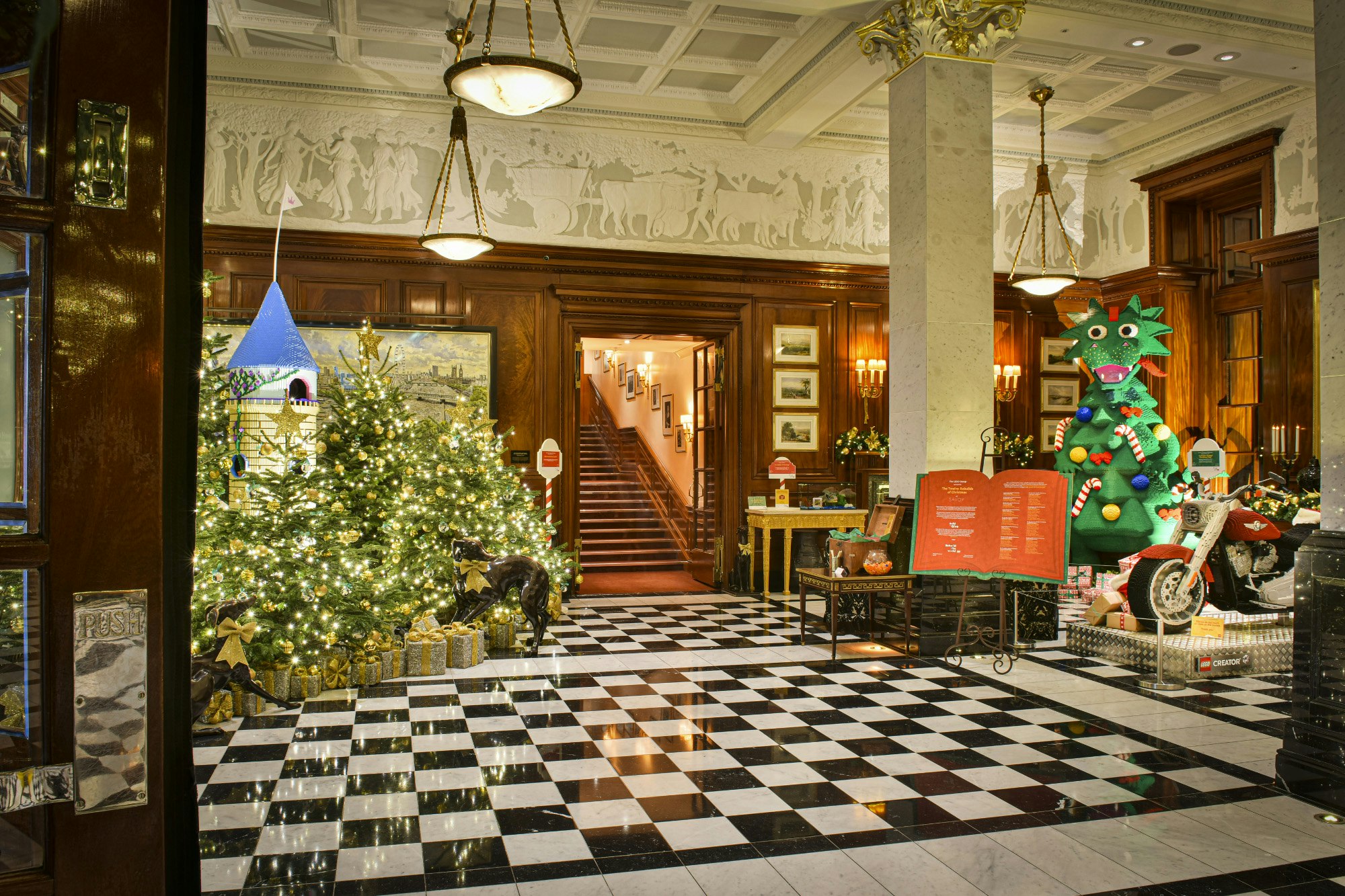 The festive lobby of The Savoy London 