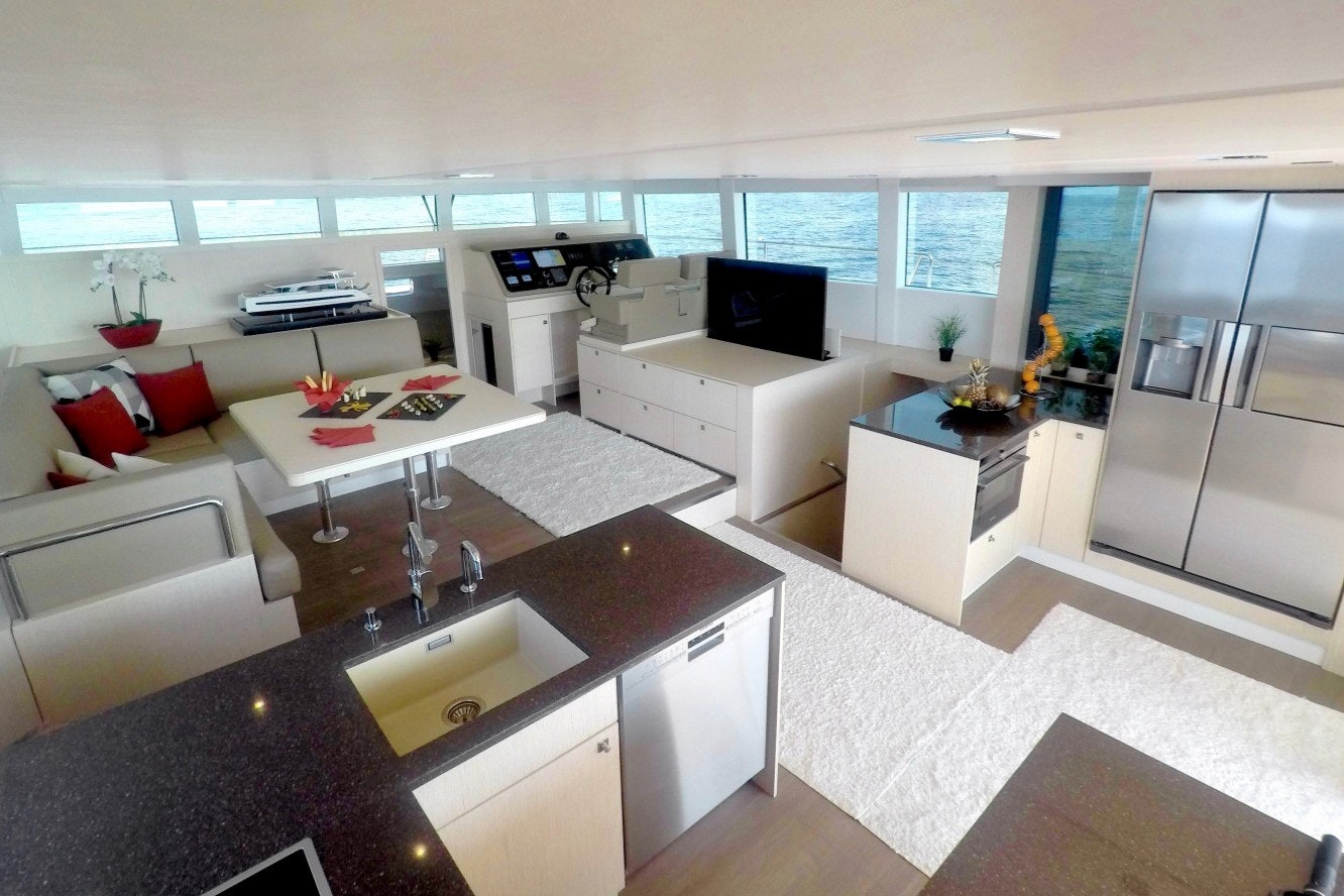 The interior of the Silent 55 yacht.