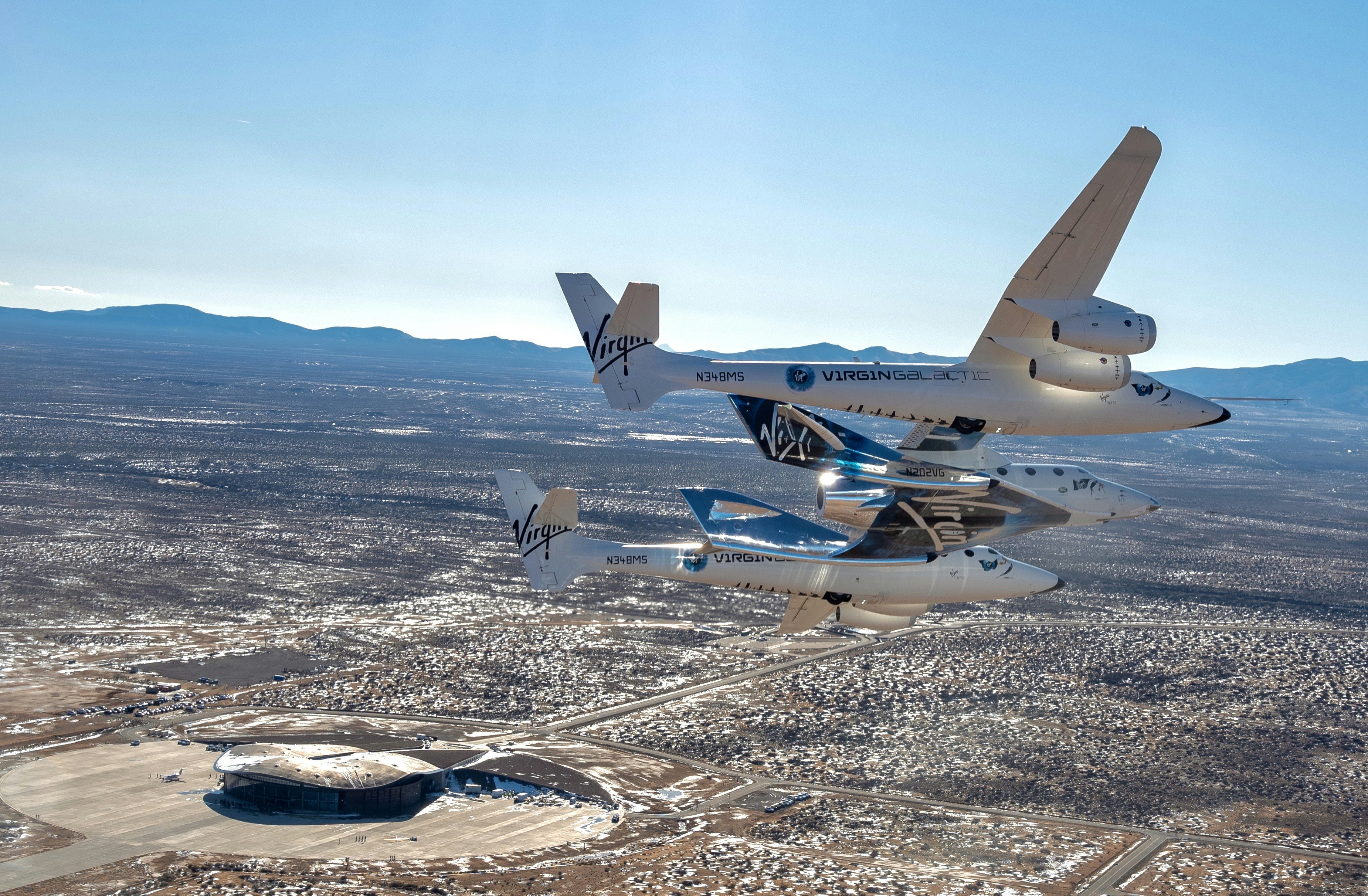 SpaceShipTwo Unity relocates to Virgin Galactic’s Gateway to Space, Spaceport America, New Mexico.