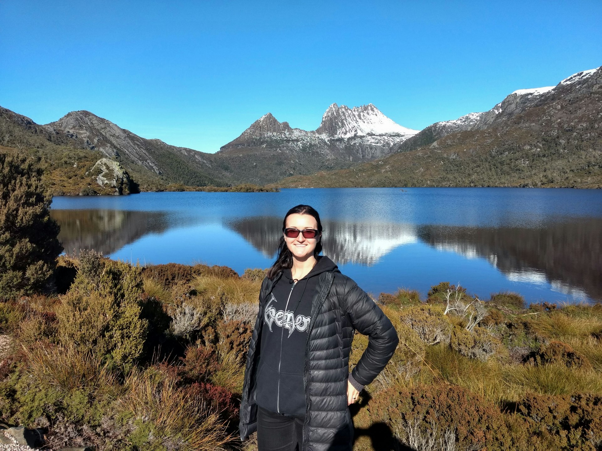Travel writer Anita Isalska posing in Tasmania's Crade Mountain National Park