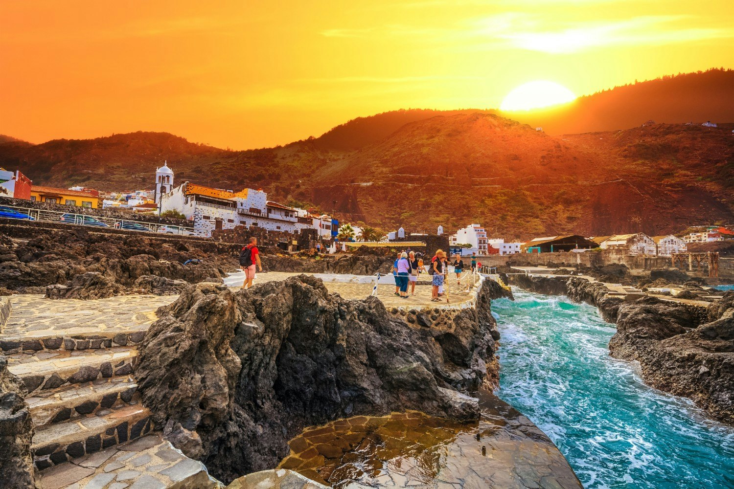 Sunset over the city of Garachico in Tenerife