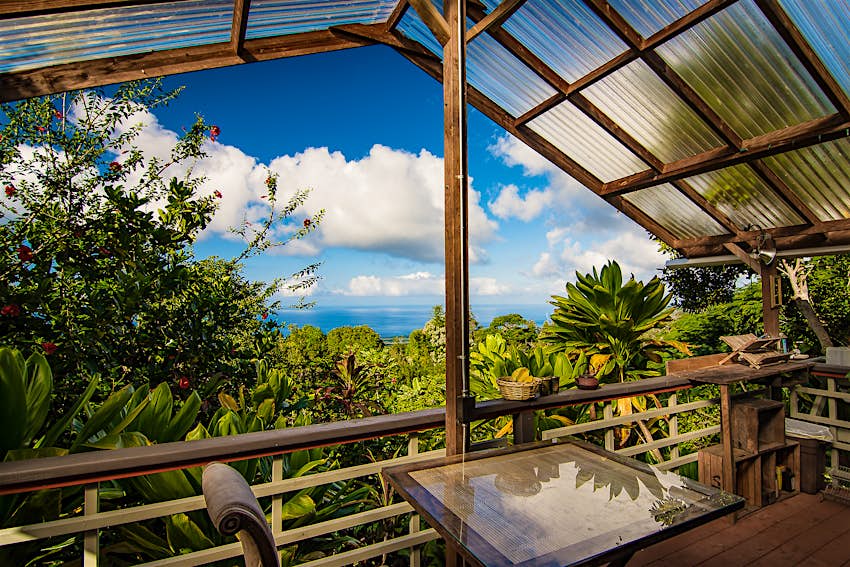 Tent_Cottage_Kitchen_View_HCP_HR.jpg A shaded balcony overlooking dense jungle, with the ocean and blue skies beyoned