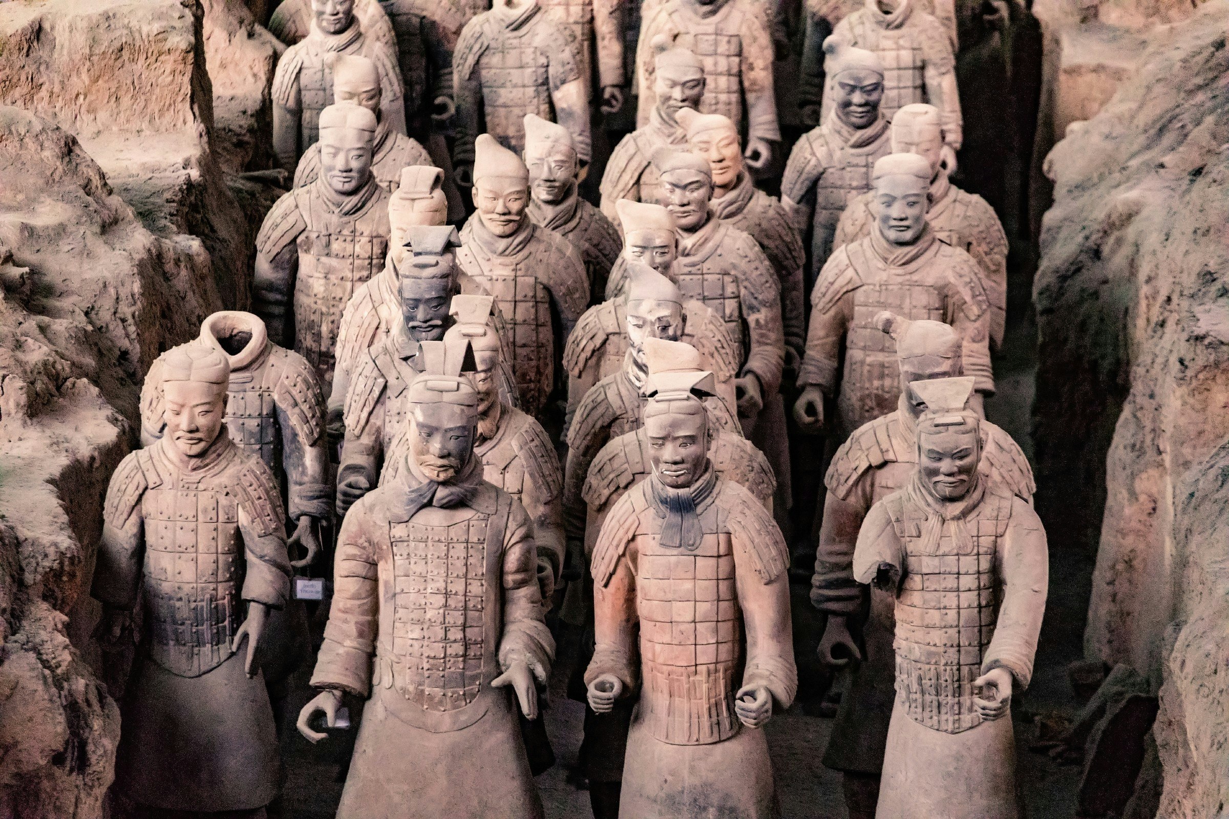 Rows of terracotta warriors at Emperor Qinshihuang's Mausoleum Site Museum