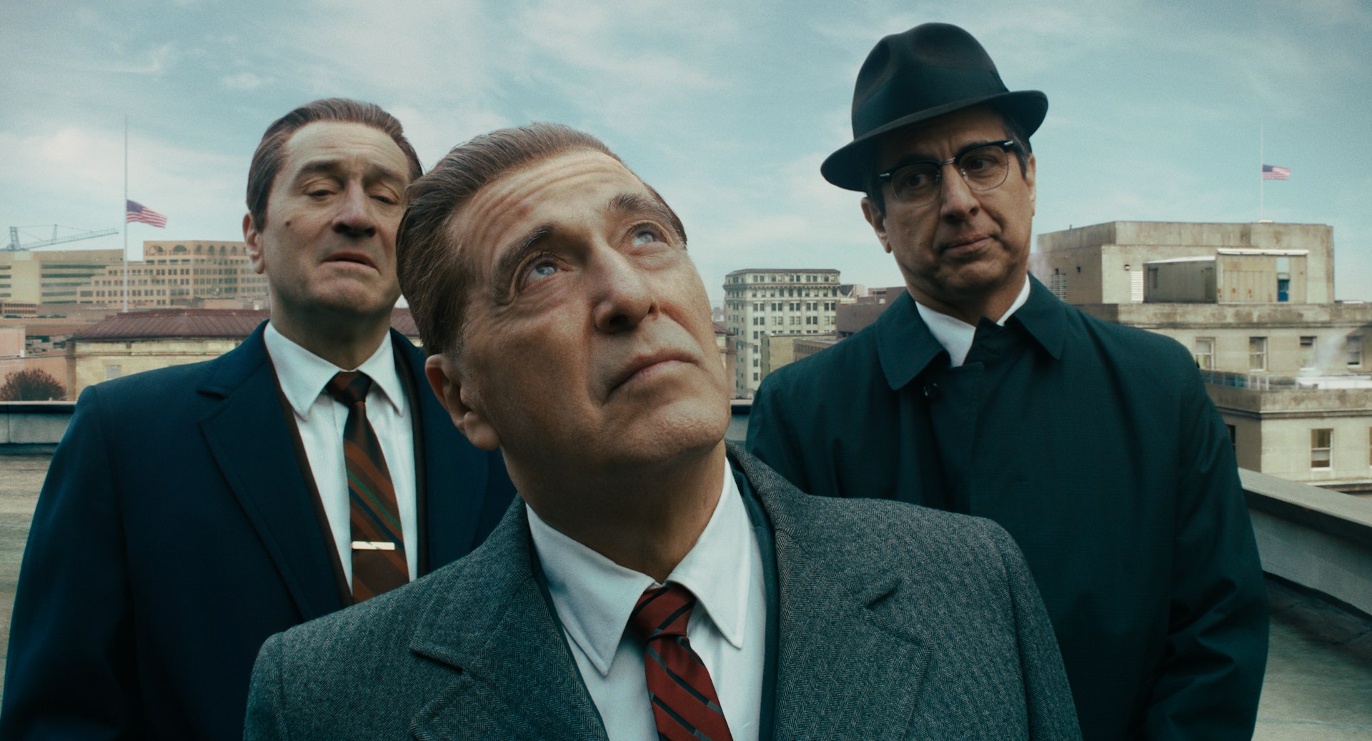 Al Pacino, Rober DeNiro and another man in The Irishman