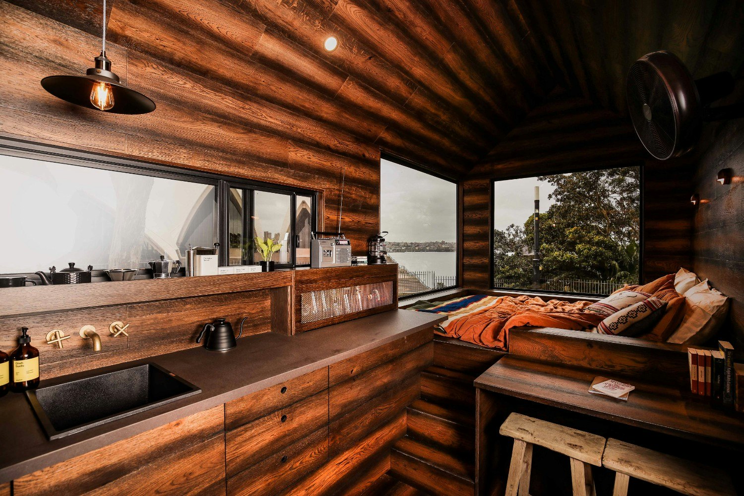 The interior of Australian eco-cabin The Reserve 