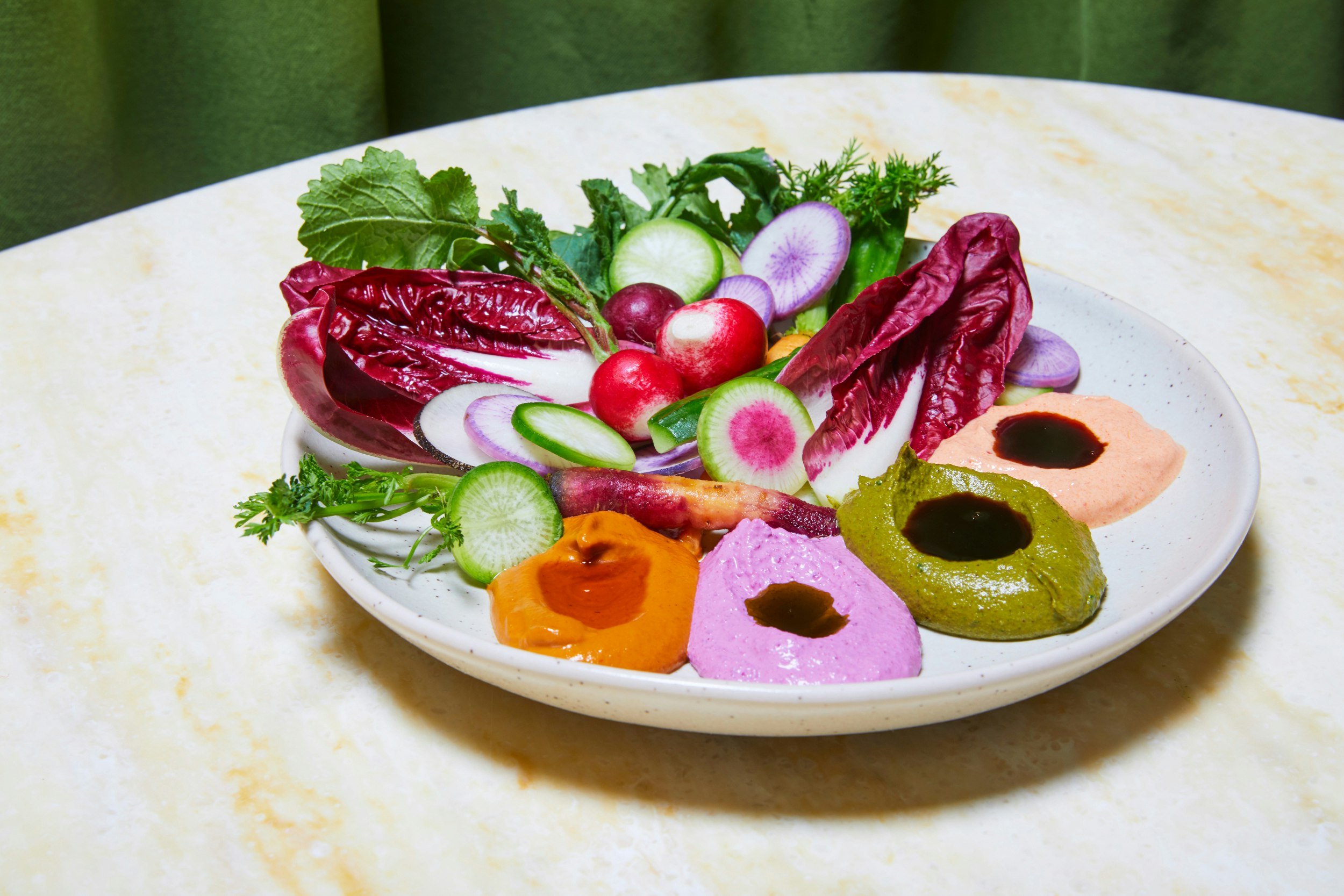 Dip platter with crudites at the Turk's Inn