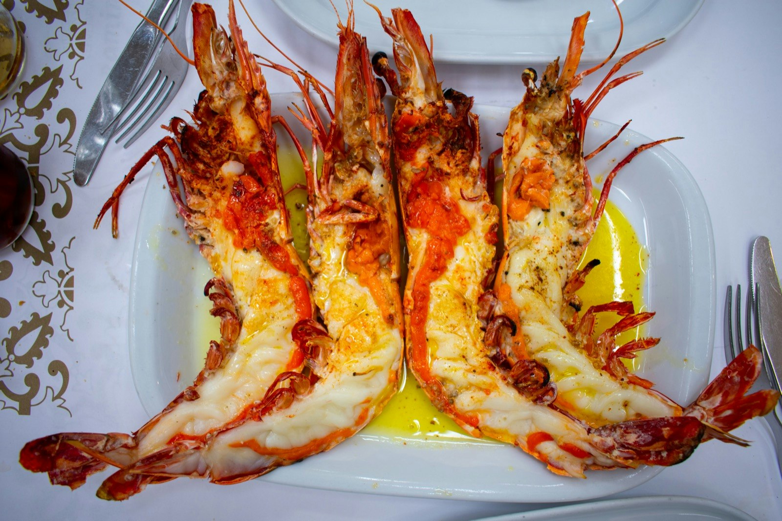 A plate of tiger prawns in butter