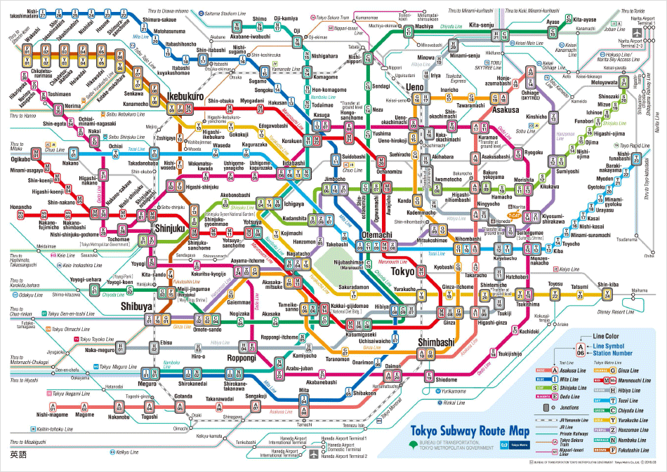 A map of the Tokyo metro