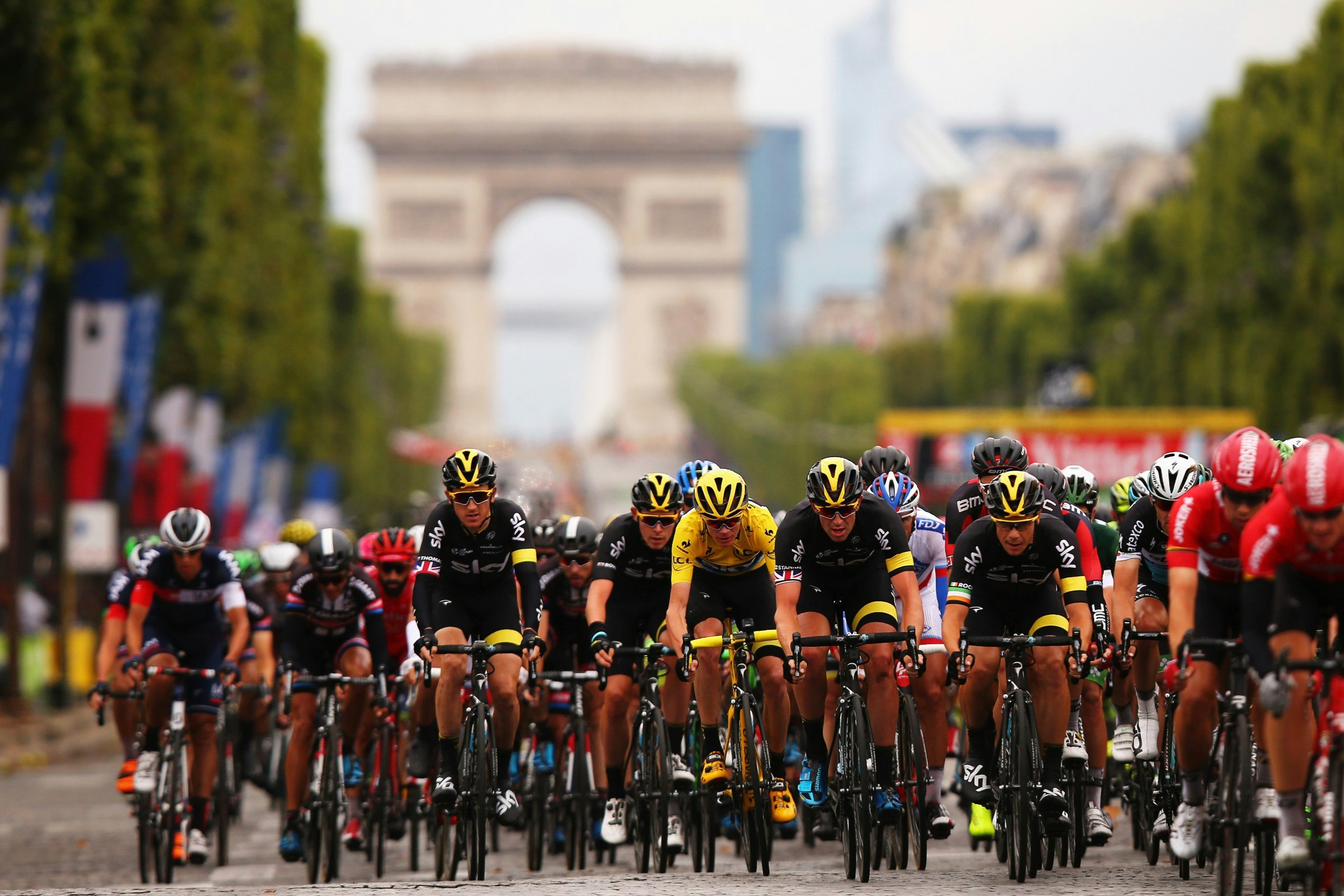 Cyclists at the start of the Tour de France in Paris