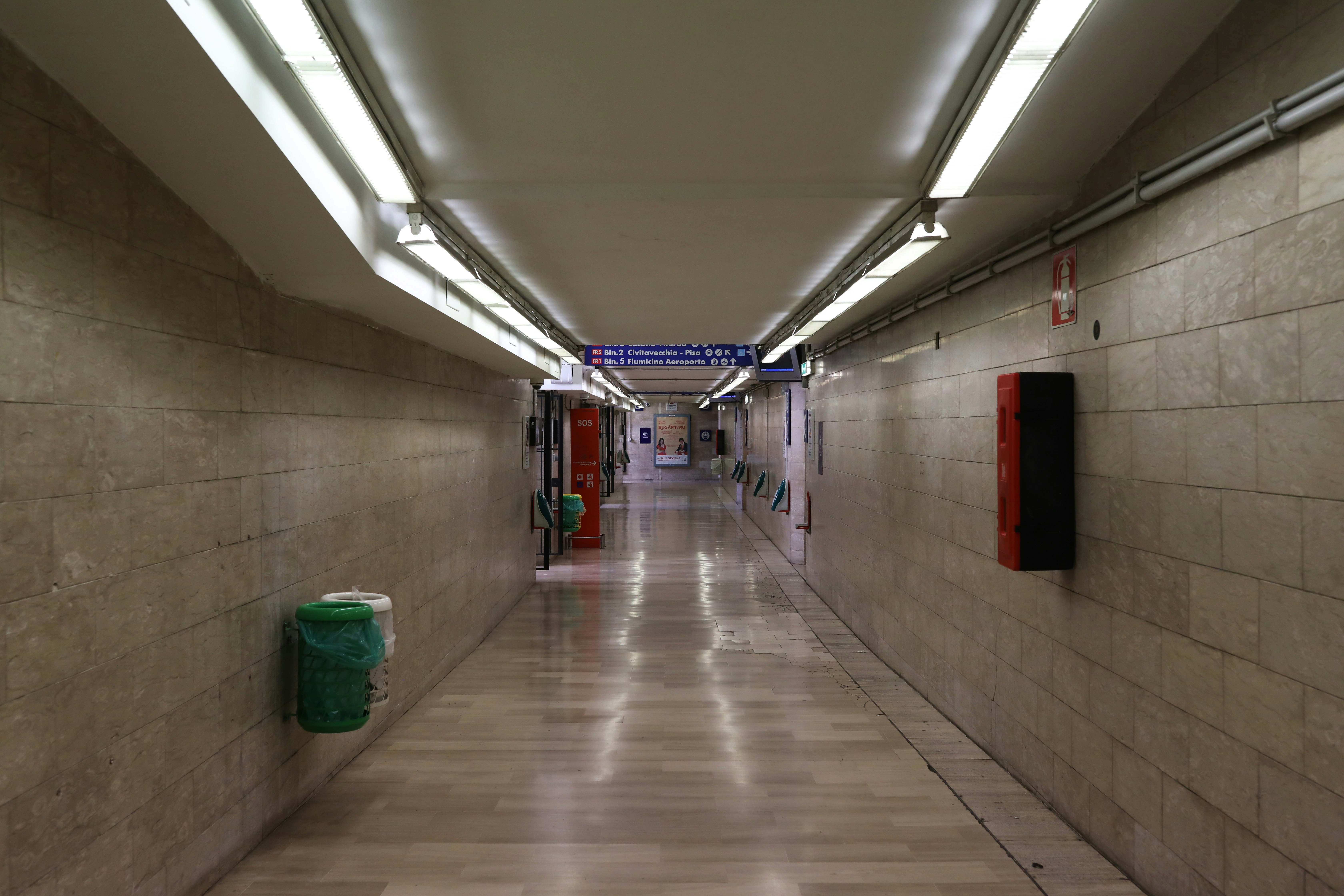 A deserted underpass in Rome's Trastevere station during Italy's coronavirus lockdown.