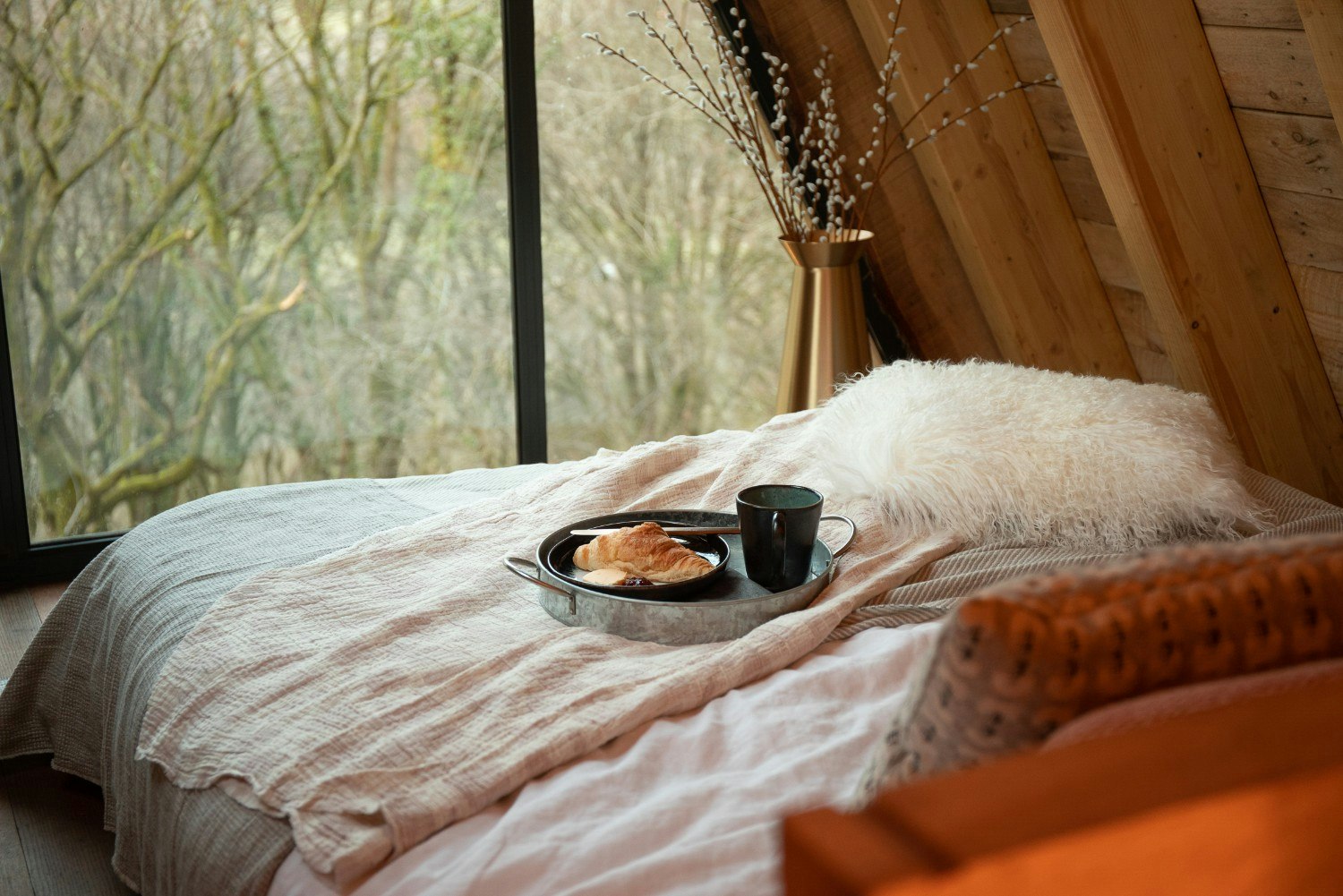 The bedroom in a treehouse