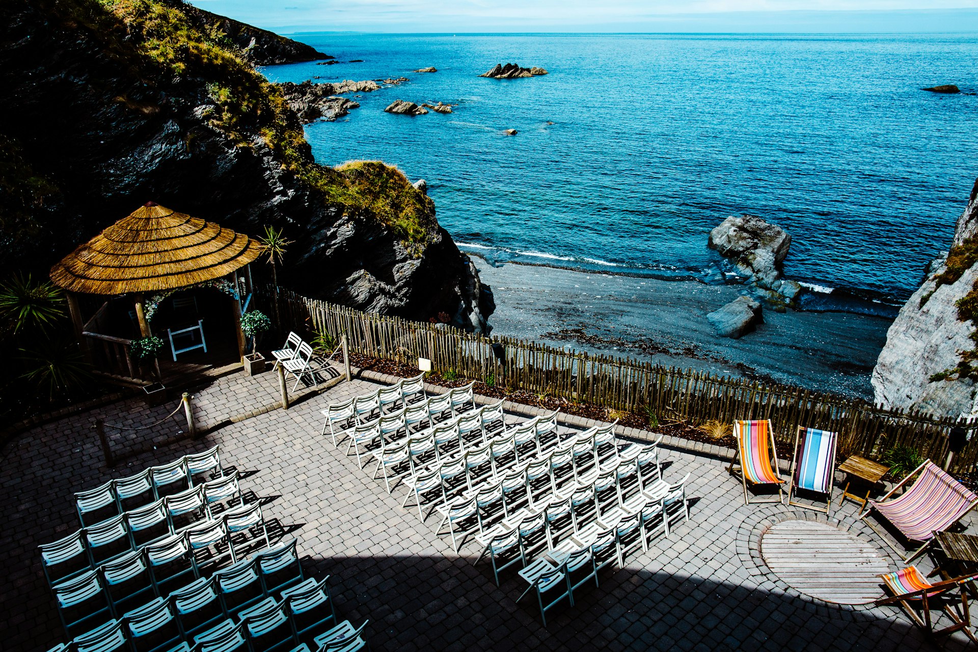 Wedding set up overlooking a beach