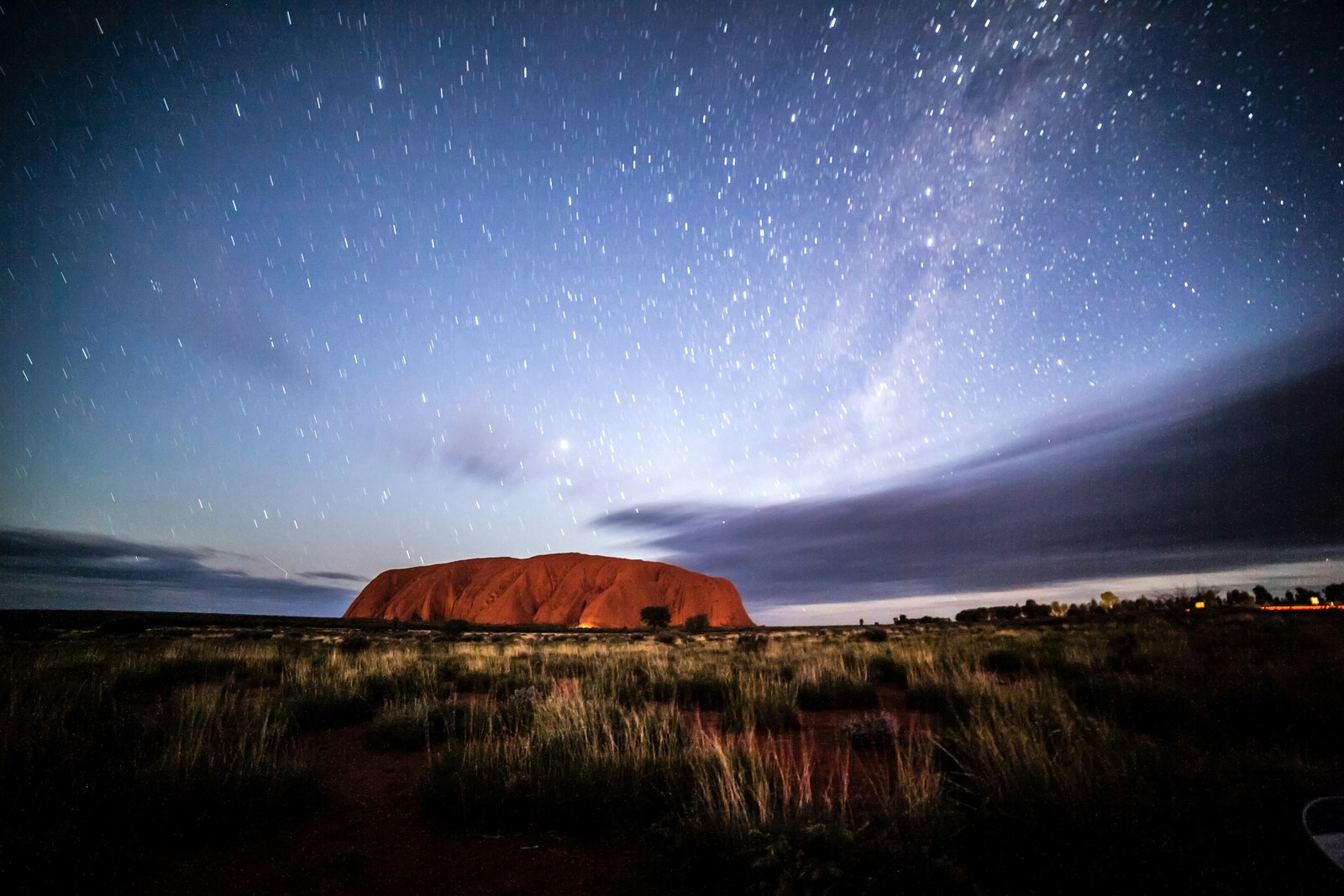 Stars above Uluru (Ayers Rock) at night.