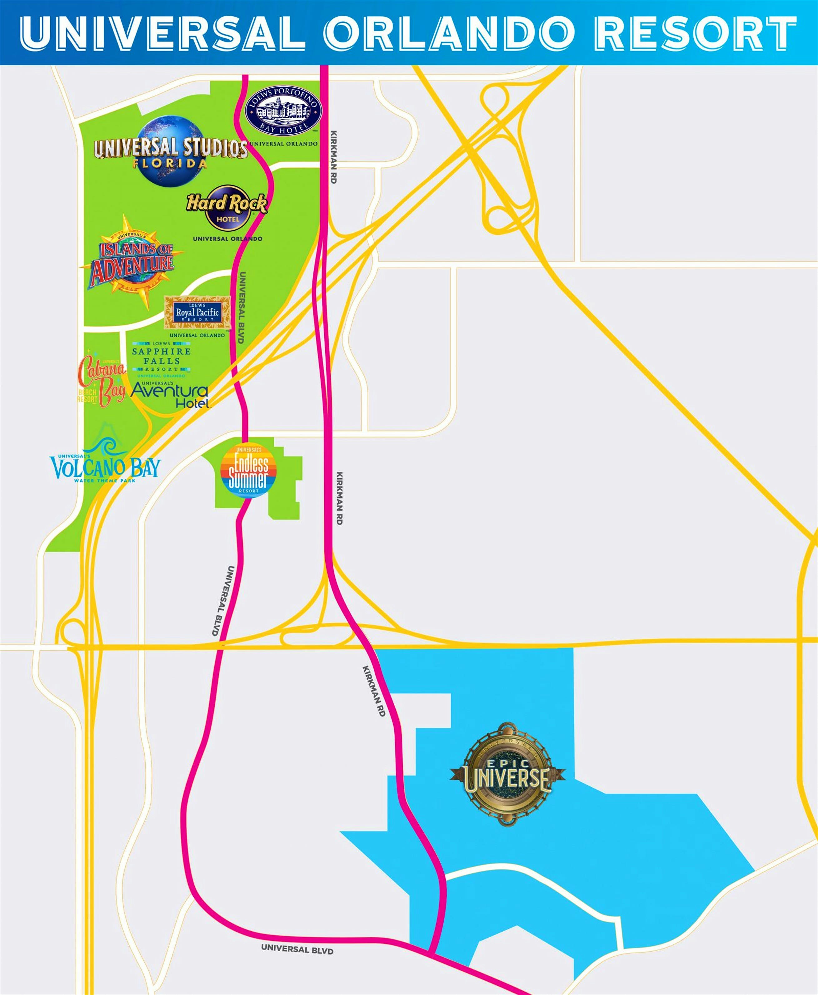 Map of Universal Orlando Resort's theme parks