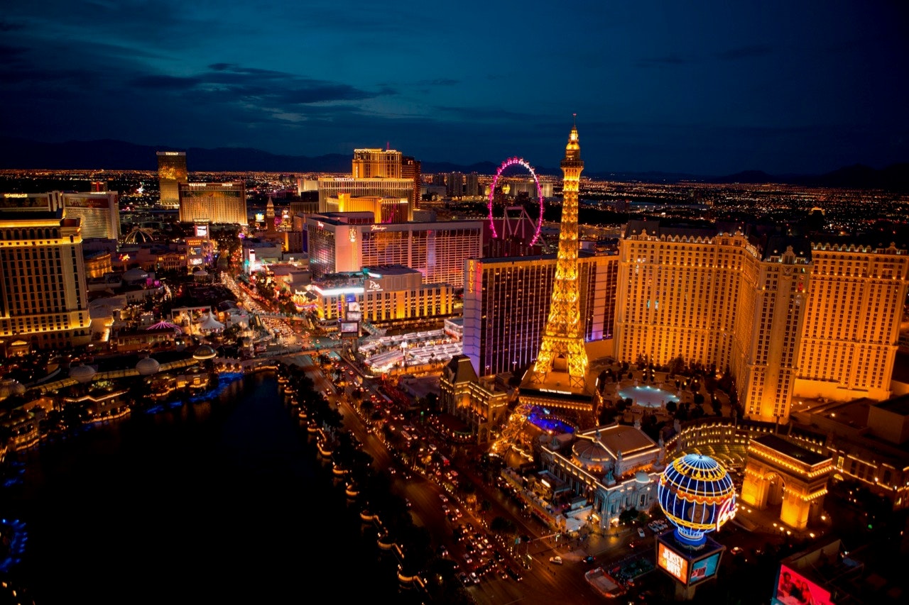  View of Las Vegas strip as seen from the Cosmopolitan. Las Vegas, Nevada, United States