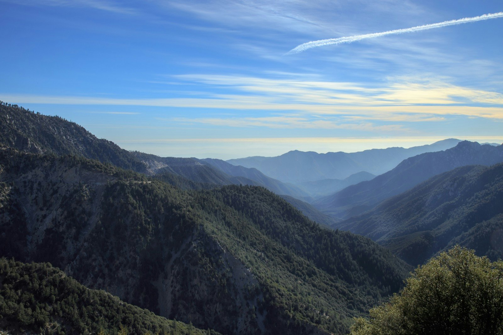 Layers of valleys of mountain ranges in Angeles National Forest