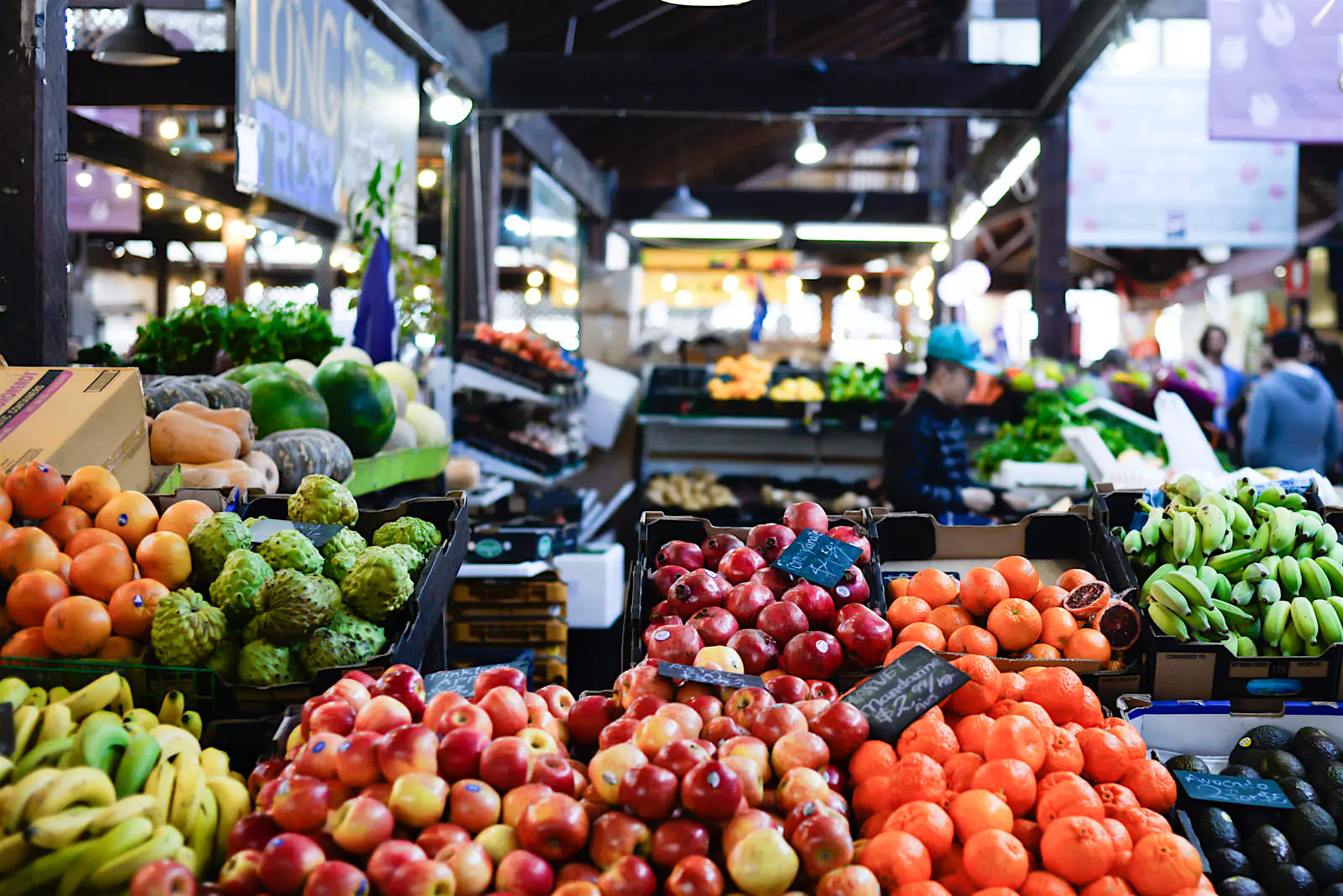 Visit bushfire affected communities Various fresh fruits and vegetables are available for sale in Fremantle Market in Perth, Australia.