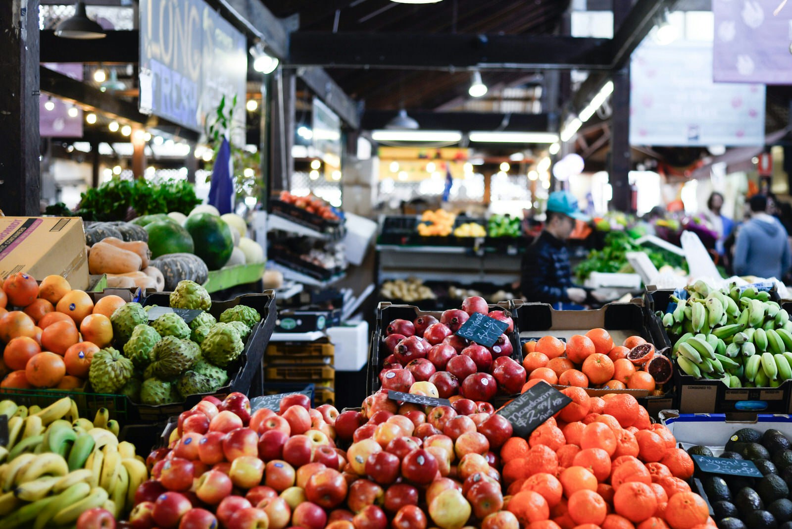 Various fresh fruits and vegetables are available for sale in Fremantle Market in Perth, Australia.