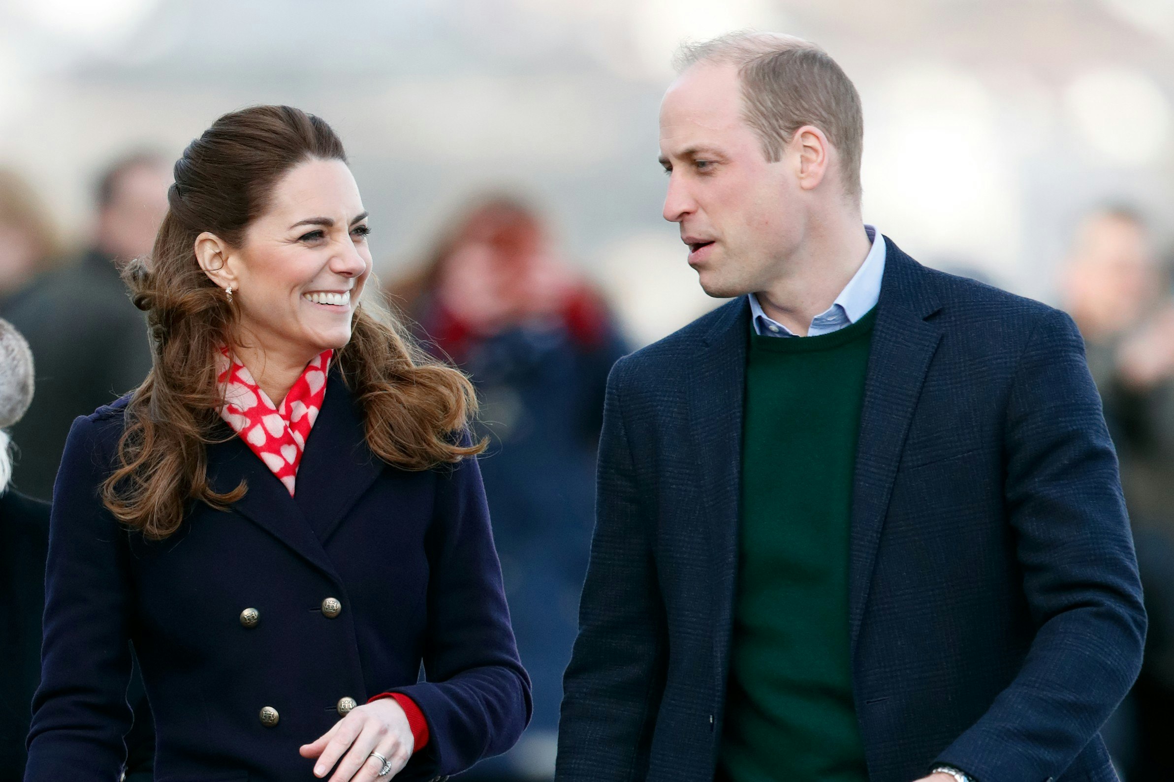 The Duke and Duchess of Cambridge talking to one another
