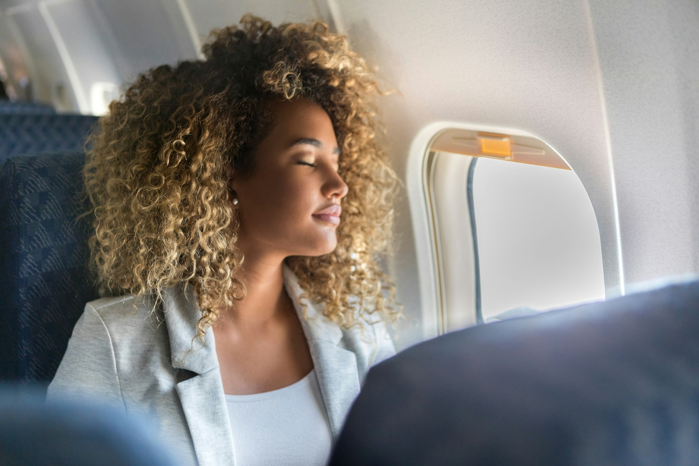 Woman on plane