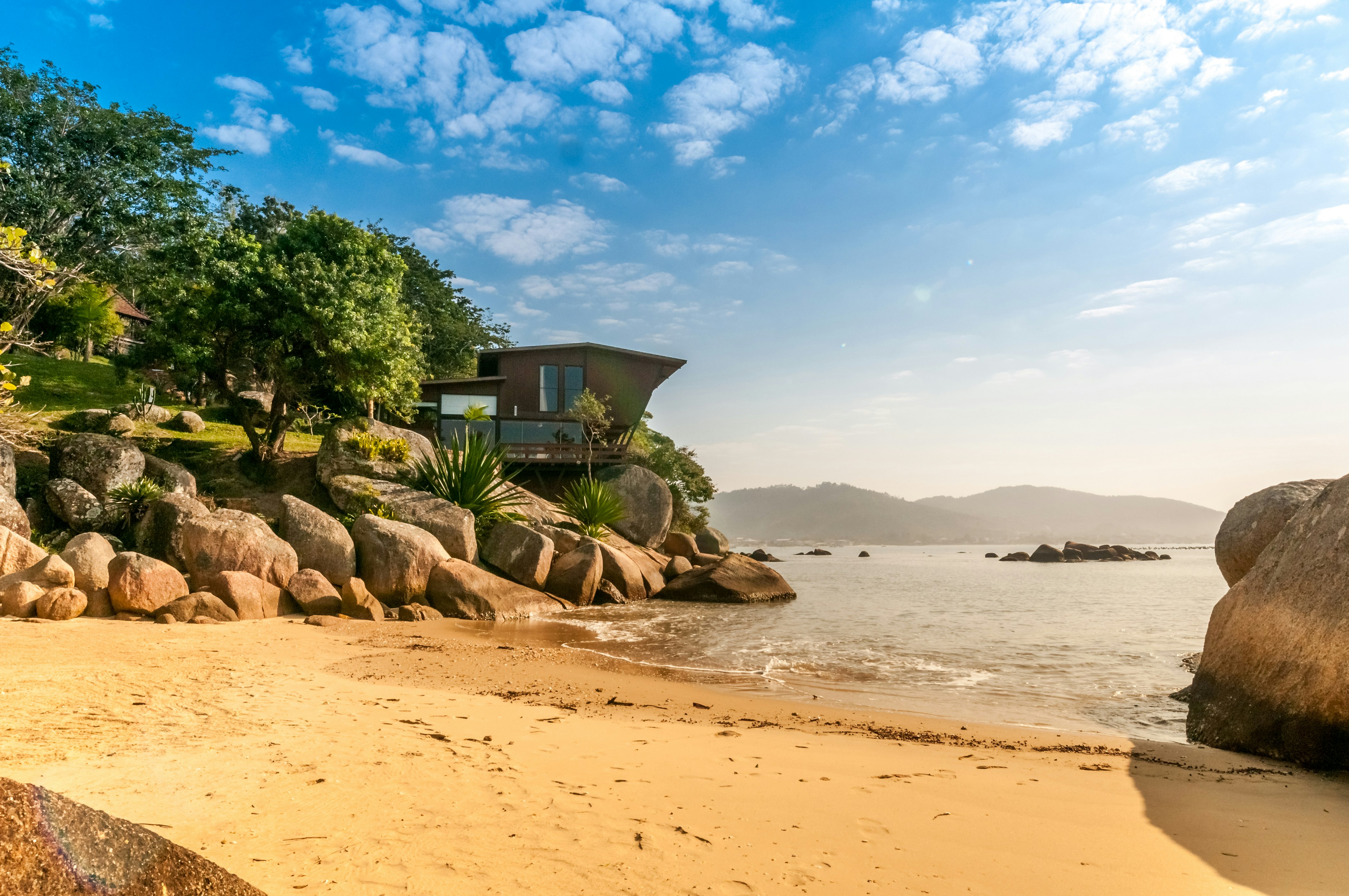 A picture of Brazil's house and its private beach