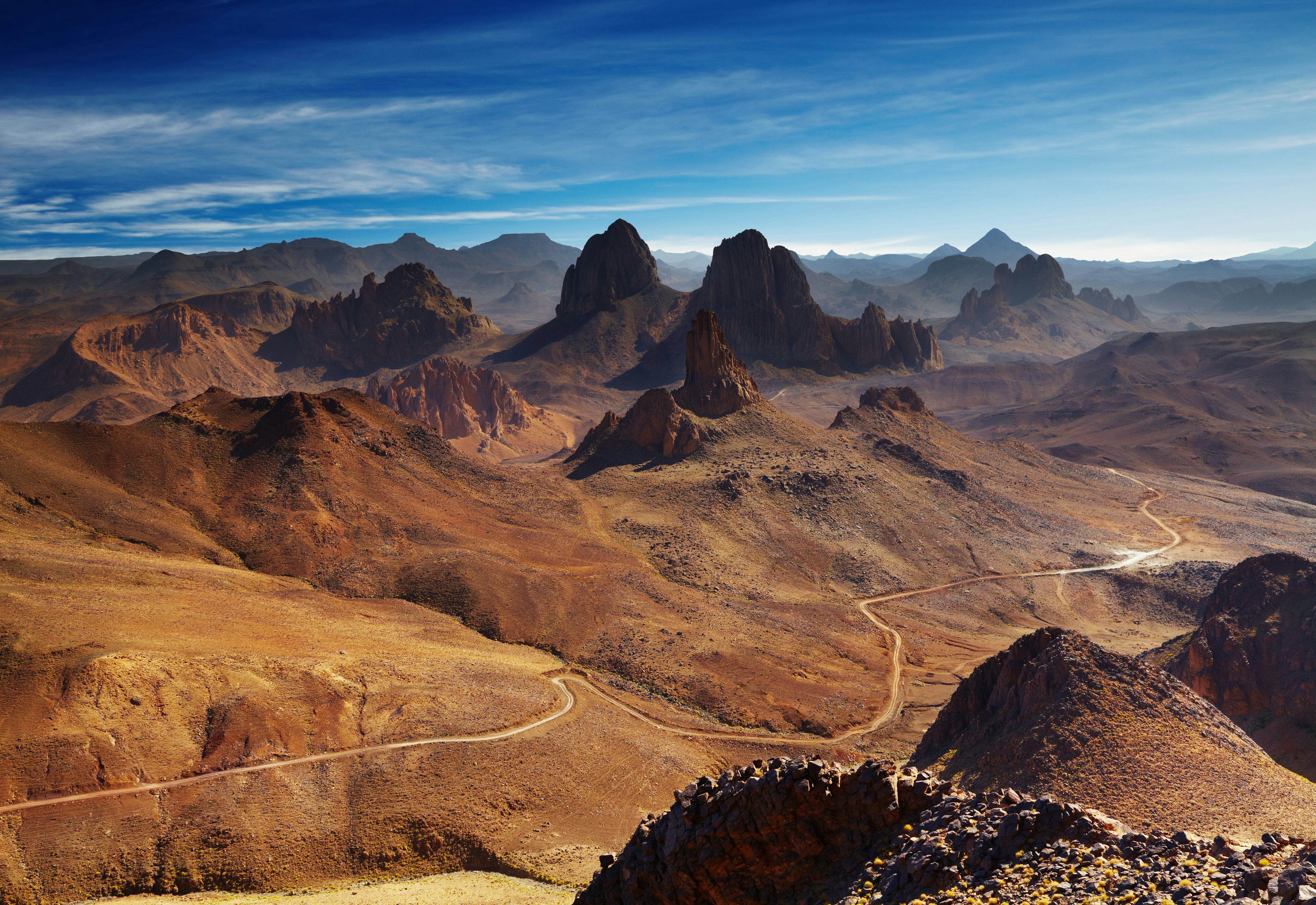 A rugged mountain landscape. 