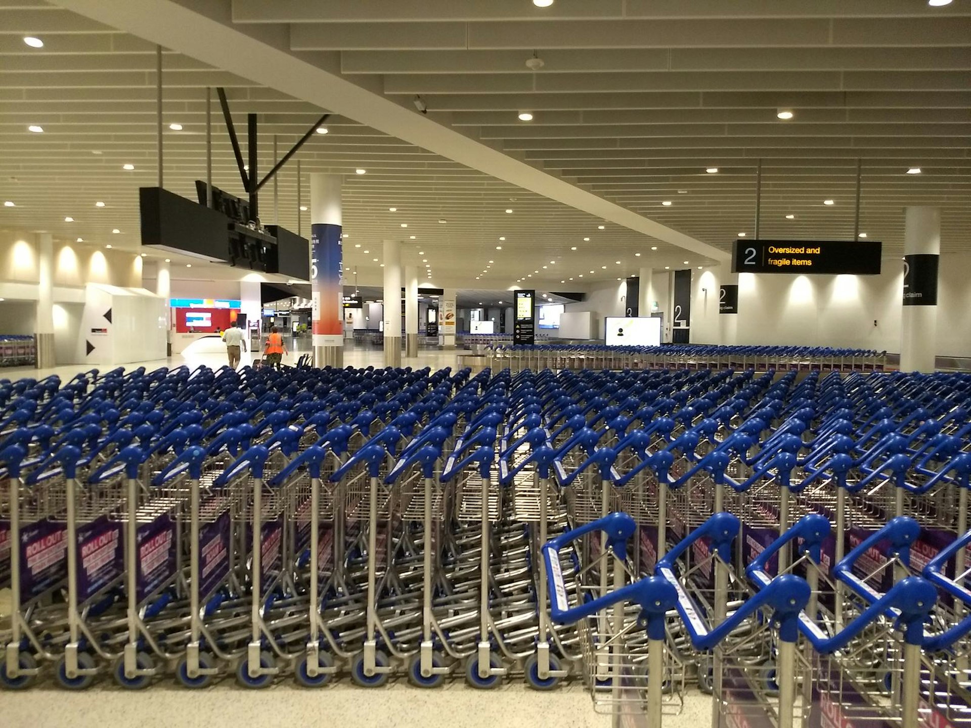 Auckland's airport baggage hall deserted of people