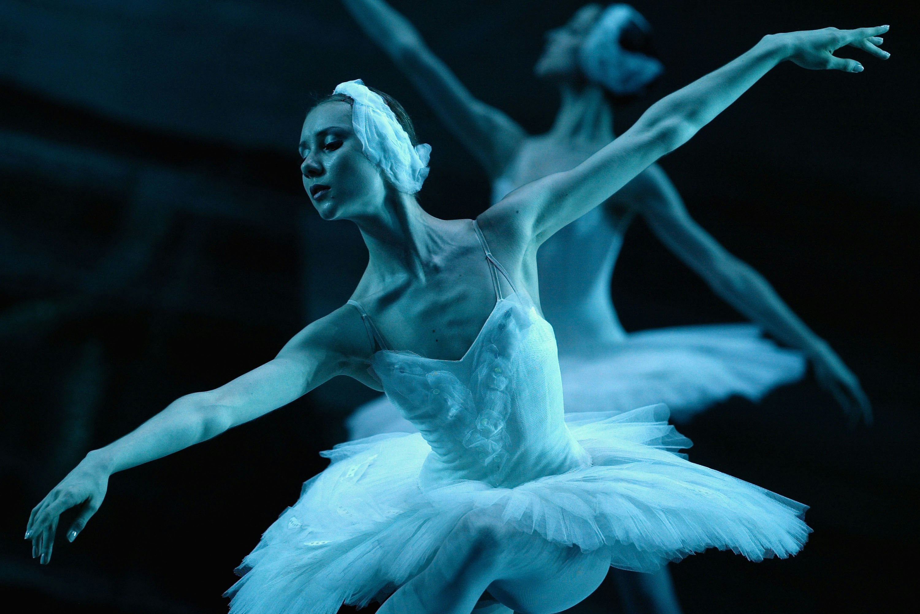 A picture of a ballerina during the Swan Lake