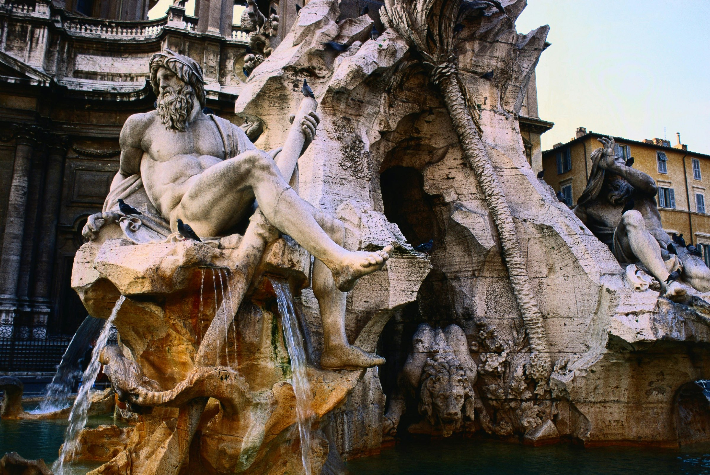 closeup of Trevi Fountain detail