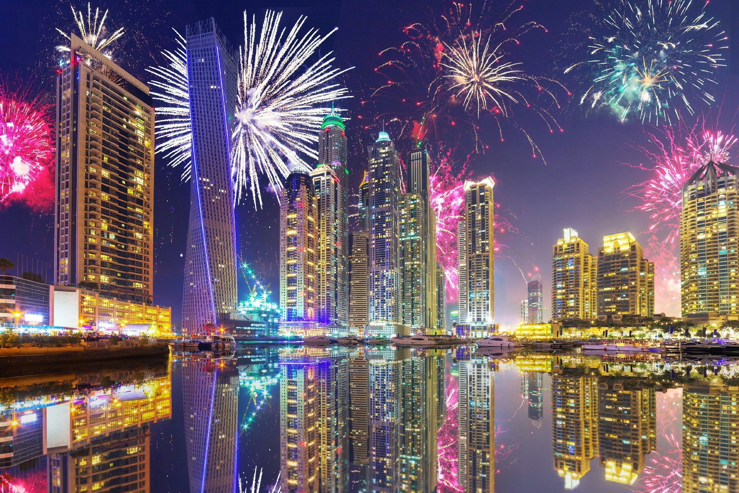 Fireworks display in the night sky over Dubai city.jpg