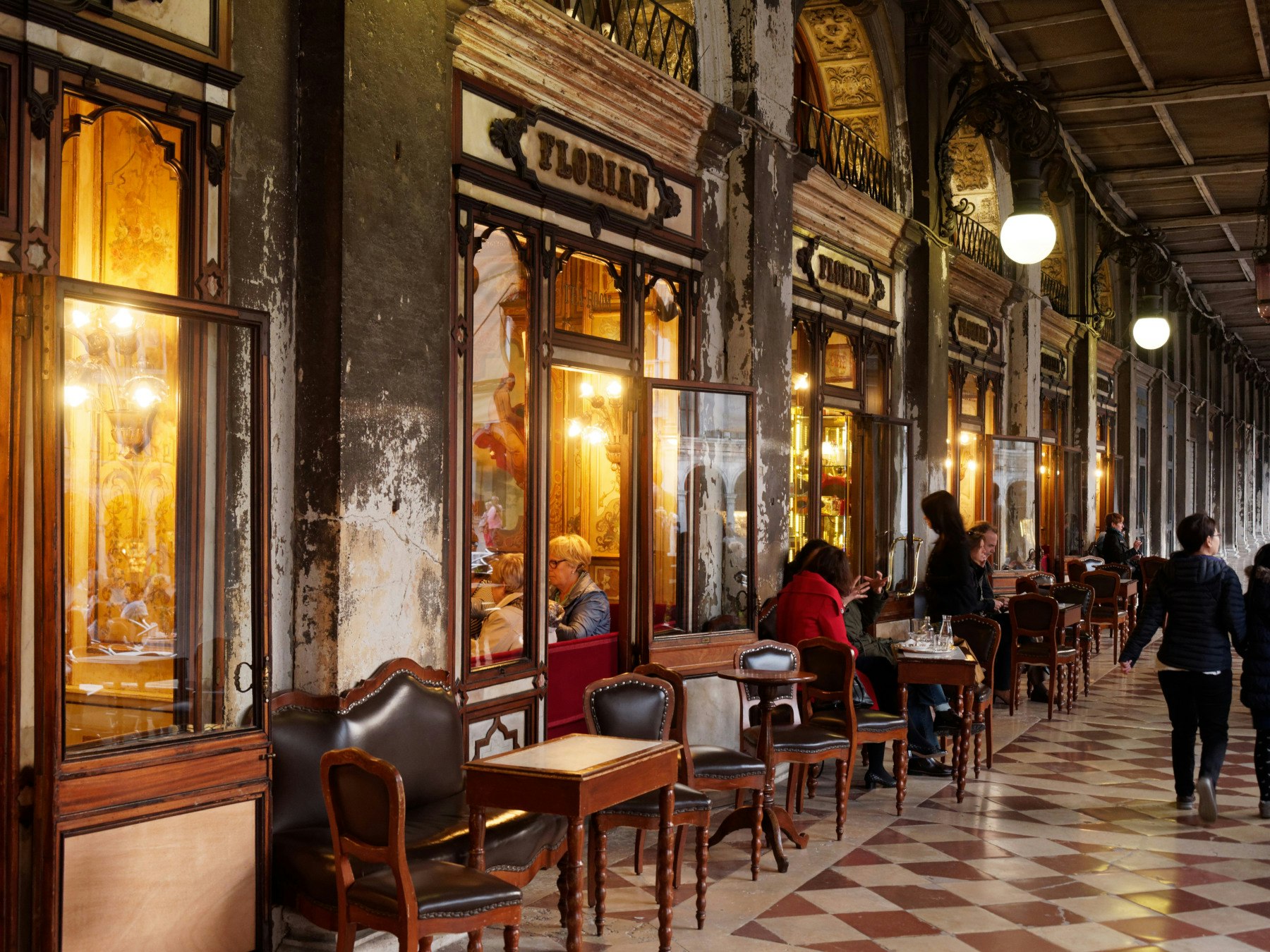 A shot of the front of Caffé Florian in Venice