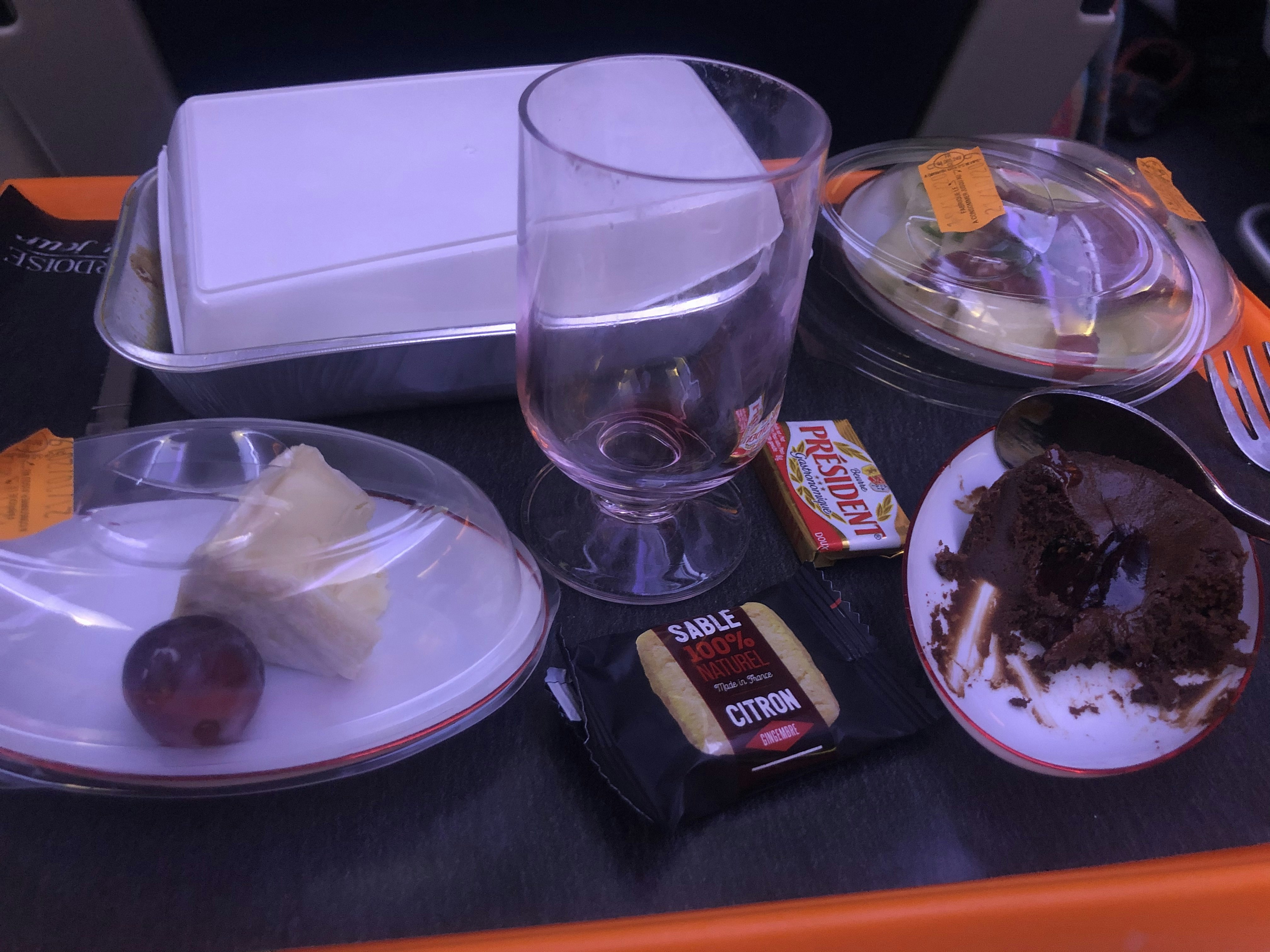 A variety of snacks provided on a plane