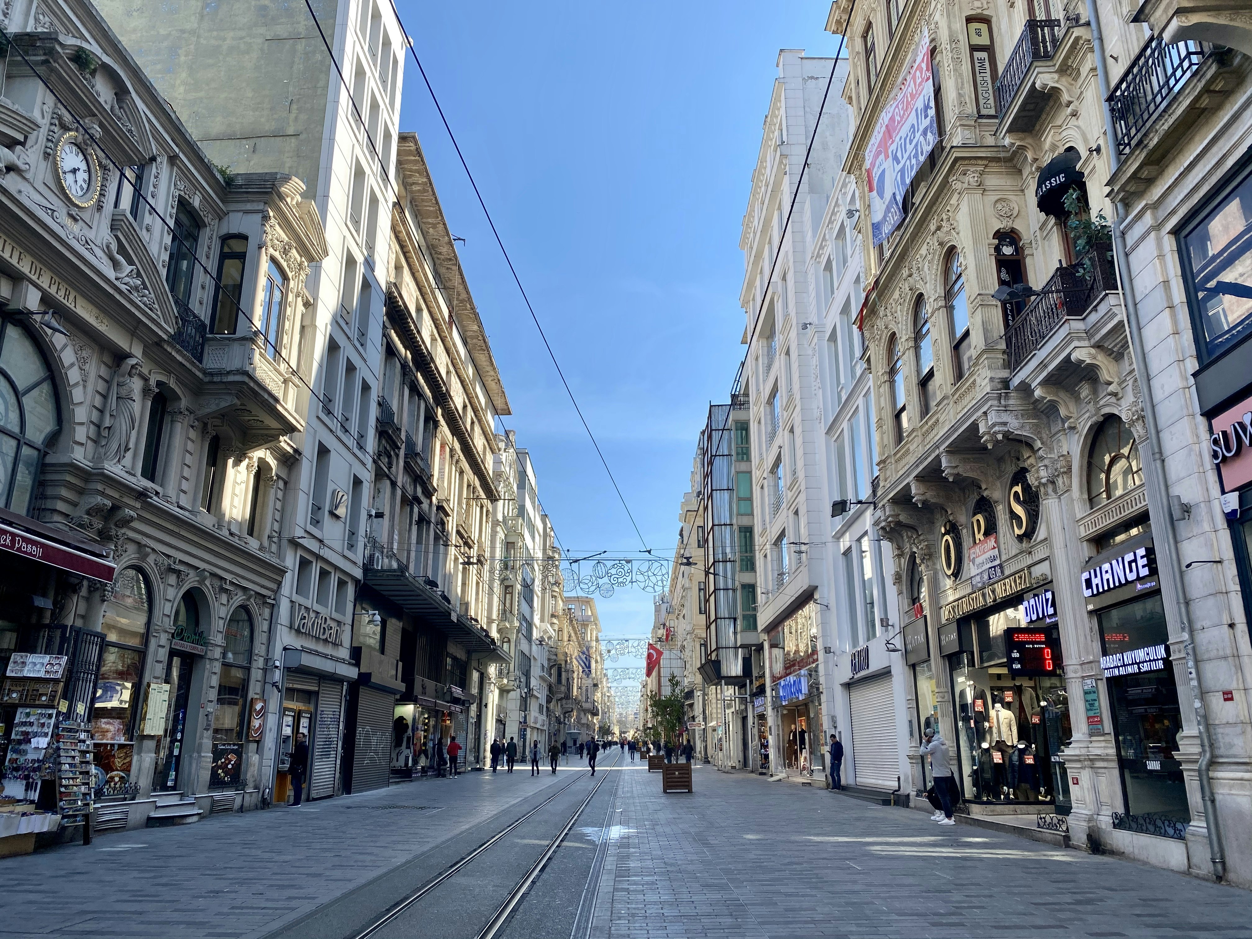 Empty Istiklal Street in Istanbul