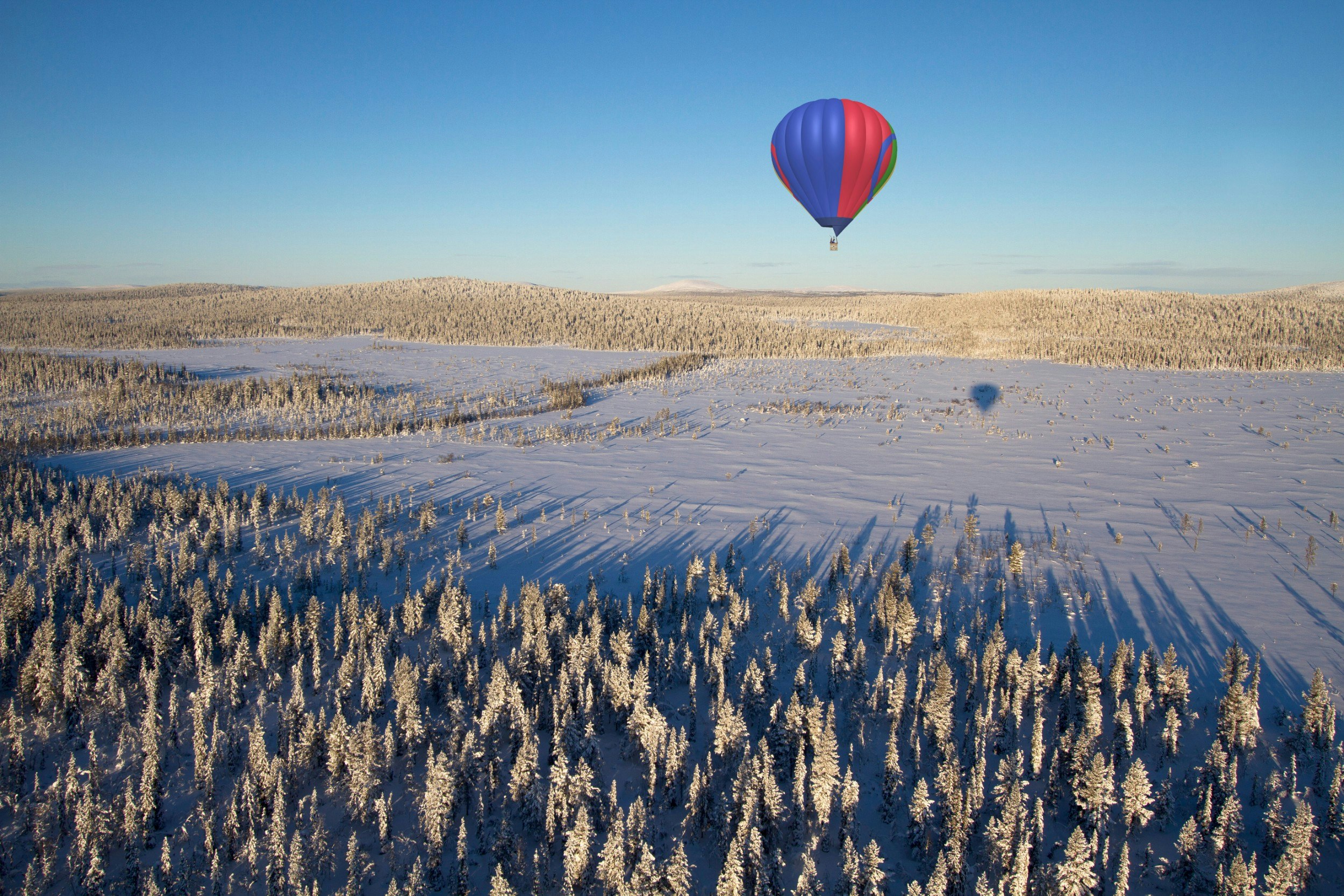 Hot air ballooning over Swedish Lapland