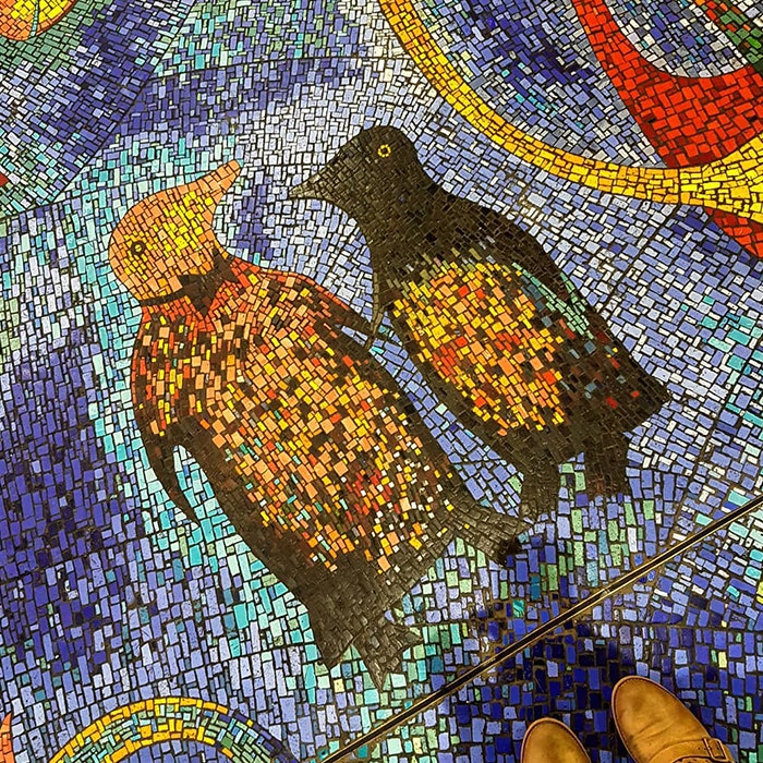 Mosaic tiles with penguin motif