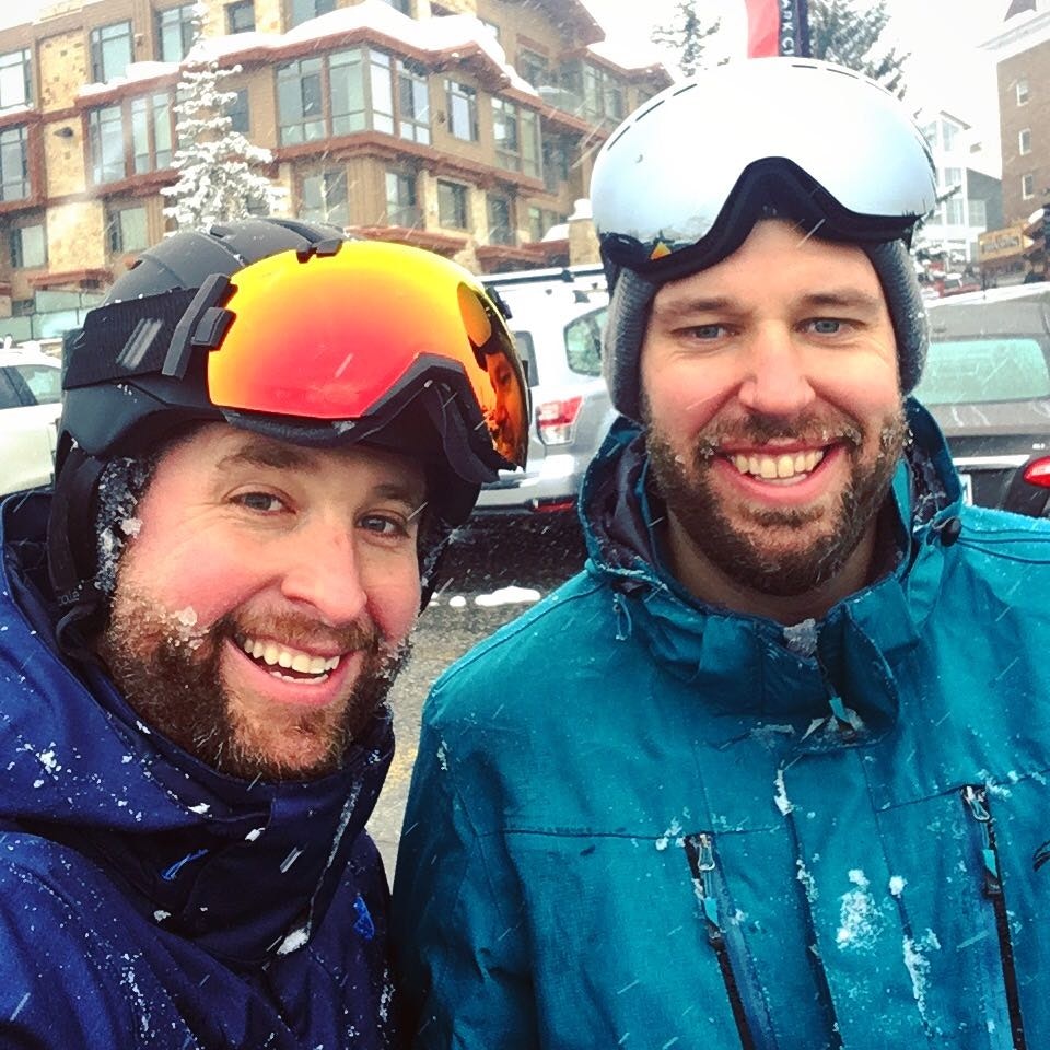 Mike Nelson from Lonely Planet with his brother Adam on skiing trip in Utah.