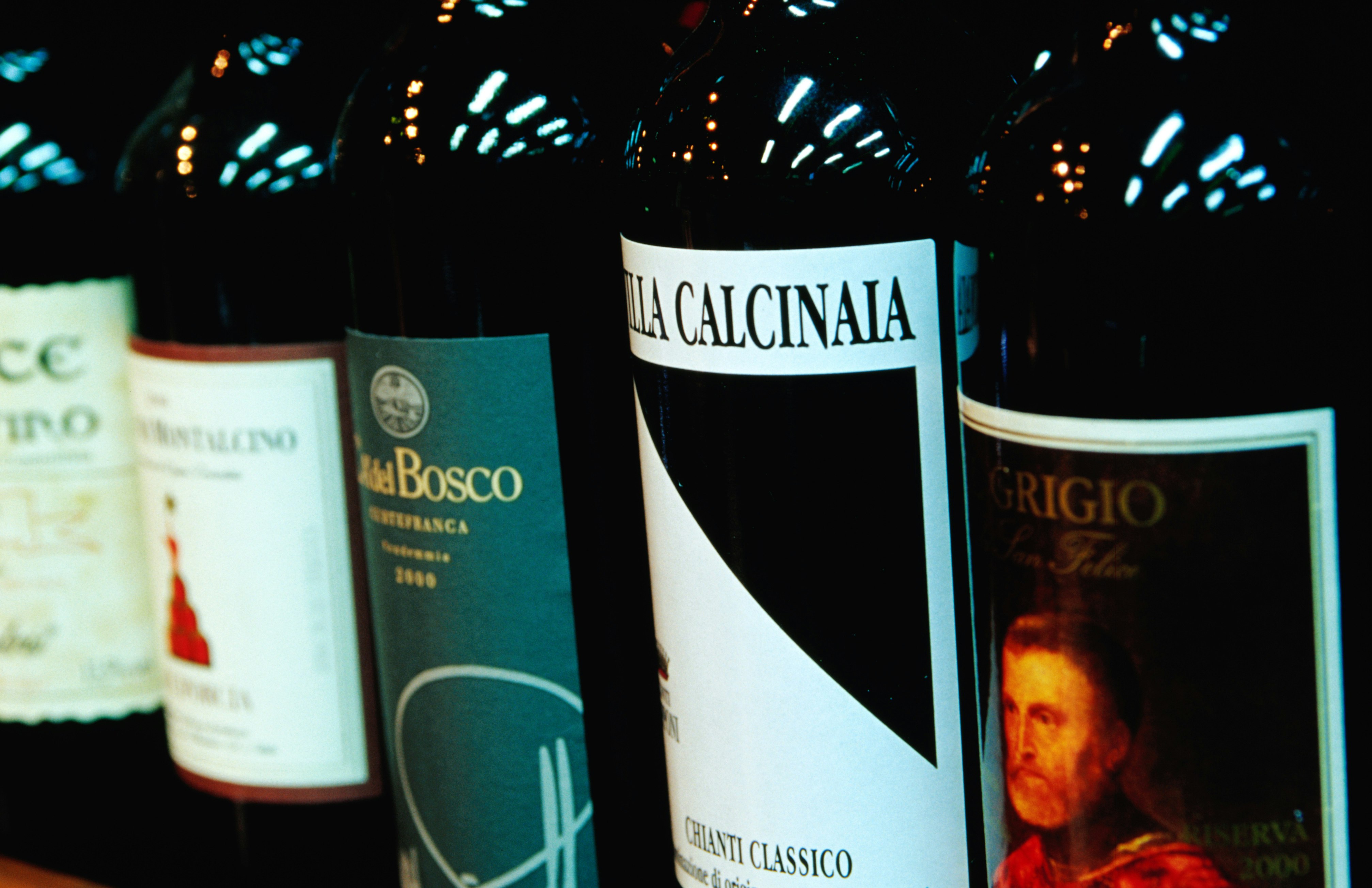 Bottles of wine for sale in Naples
