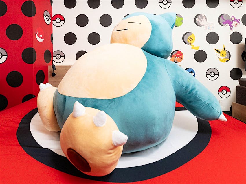 Each bedroom comes with a large plush Snorlax 
