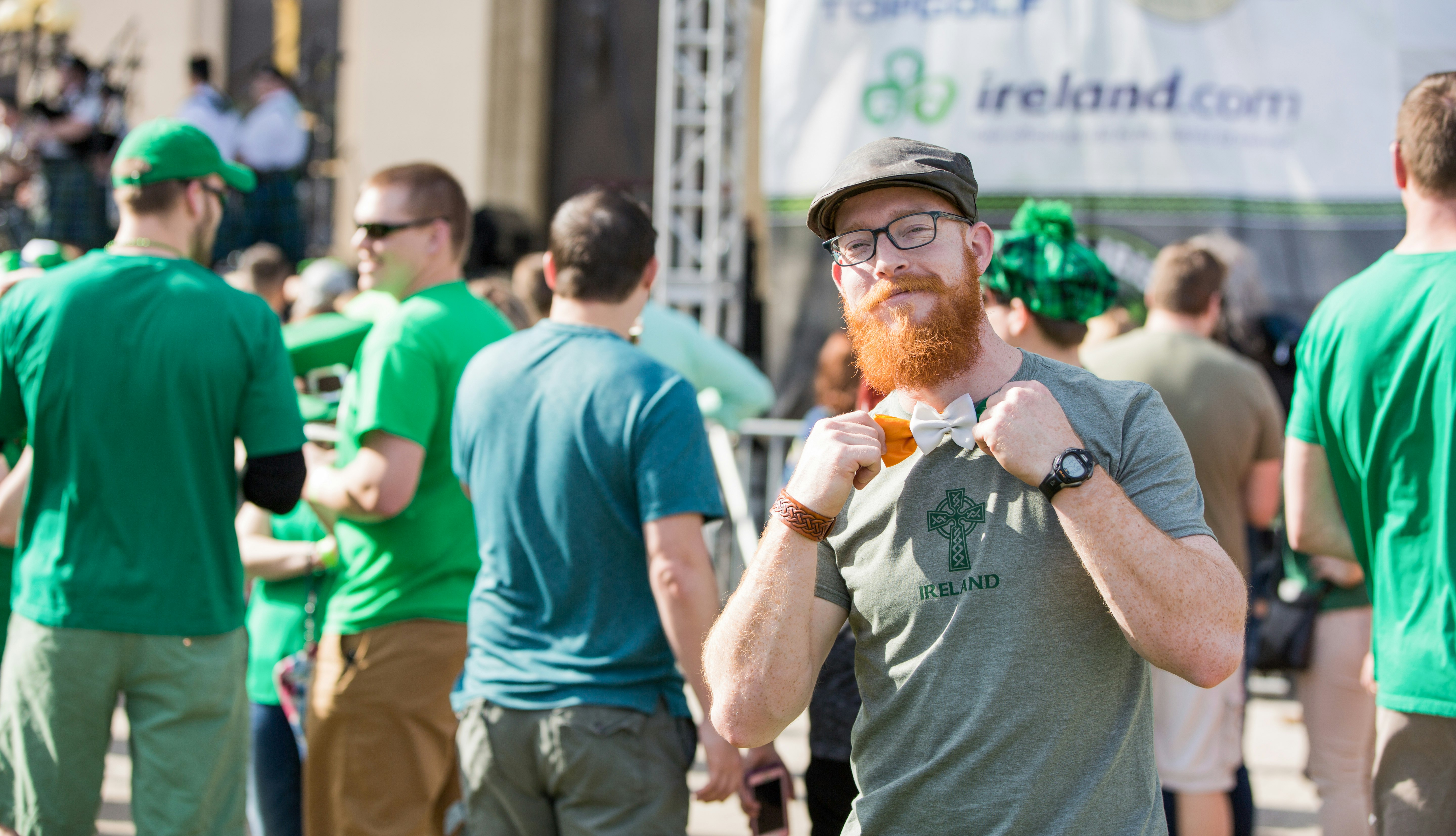 A man with a red beard takes part in St Patrick's Day celebrations in Nashville