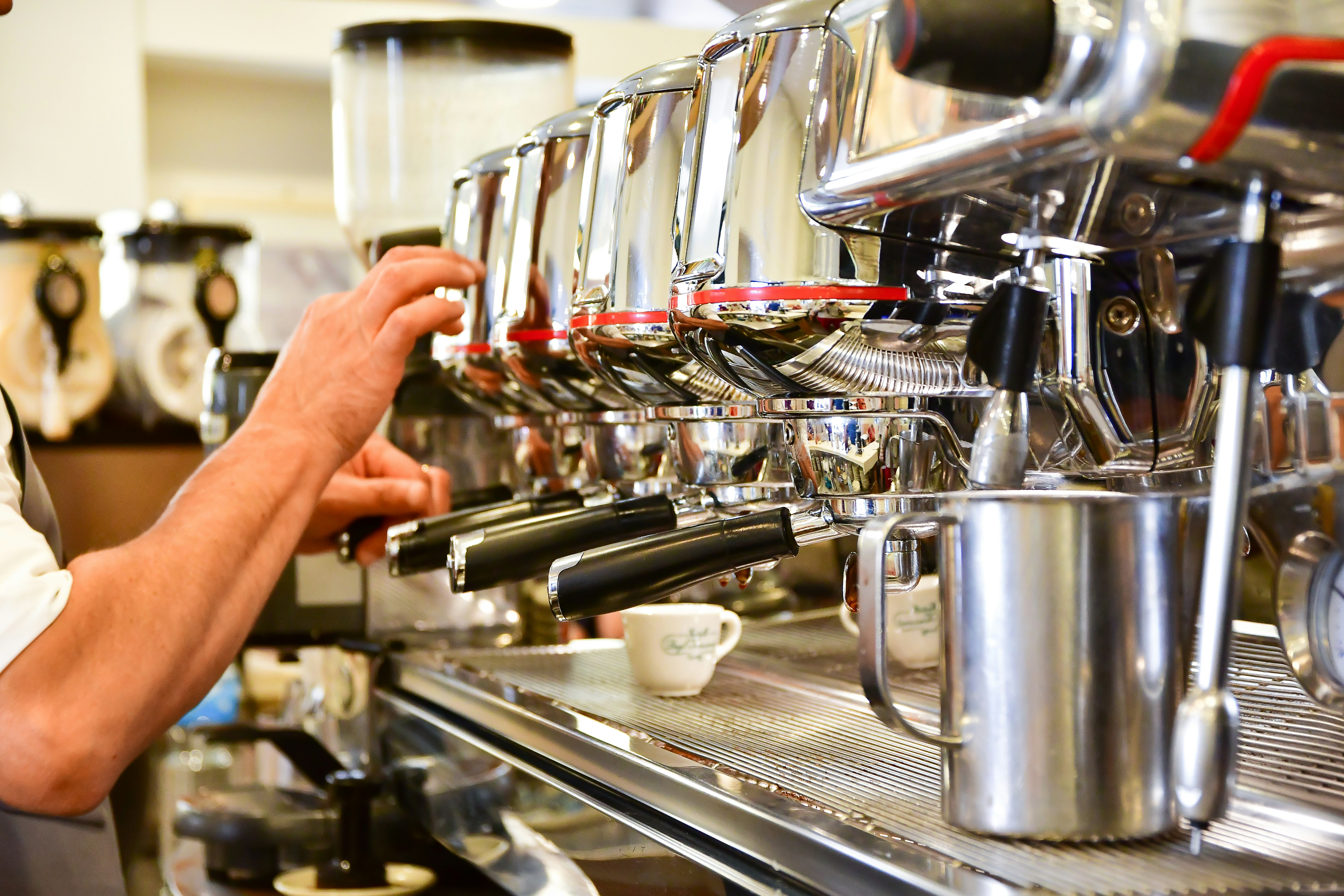 Espresso coffee machine inside an Italian bar in Florence